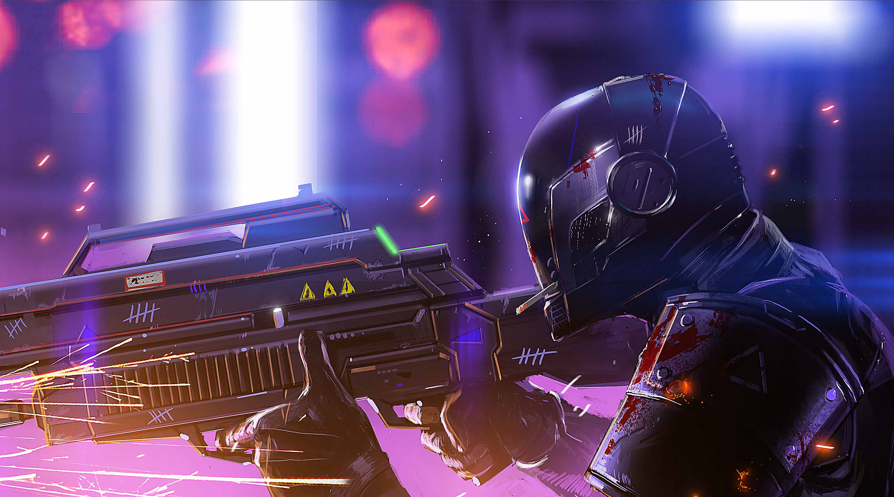 Warrior with futuristic weapon HD Wallpaper