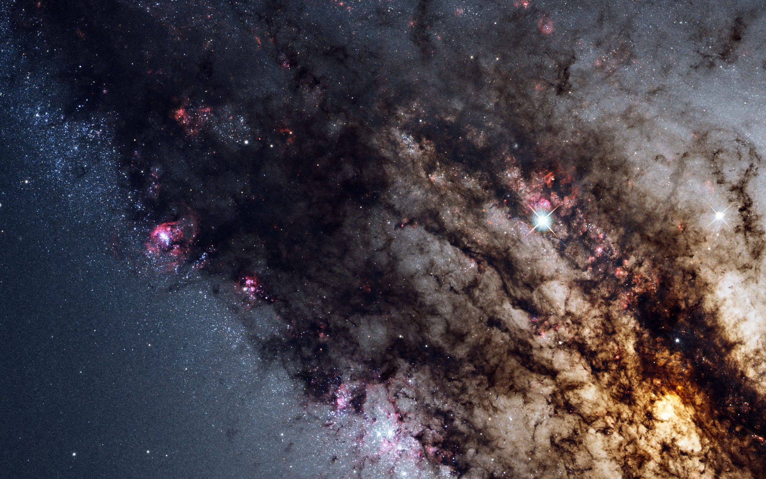 Galaxy with dark nebulae and stars HD Wallpaper