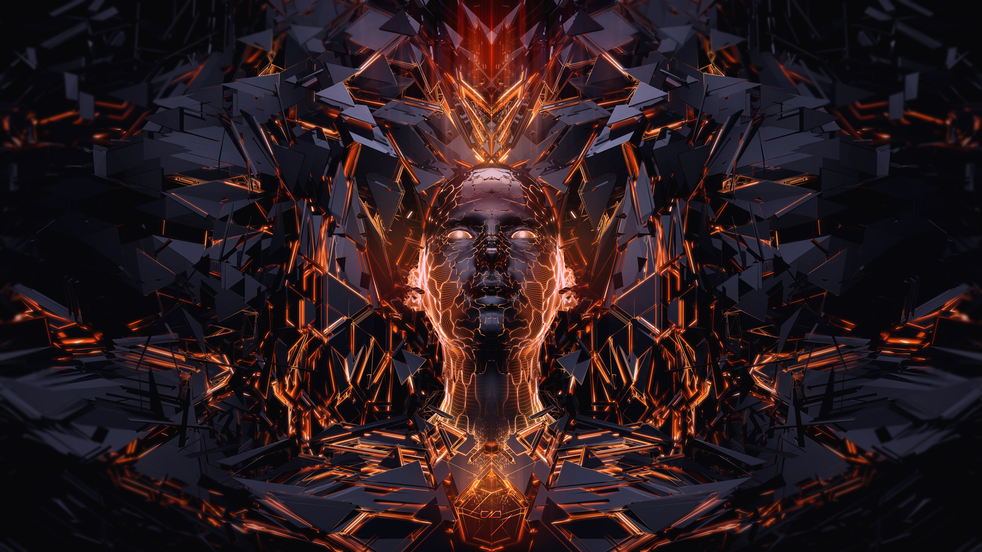 Abstract Human Face with Geometric Structures HD Wallpaper