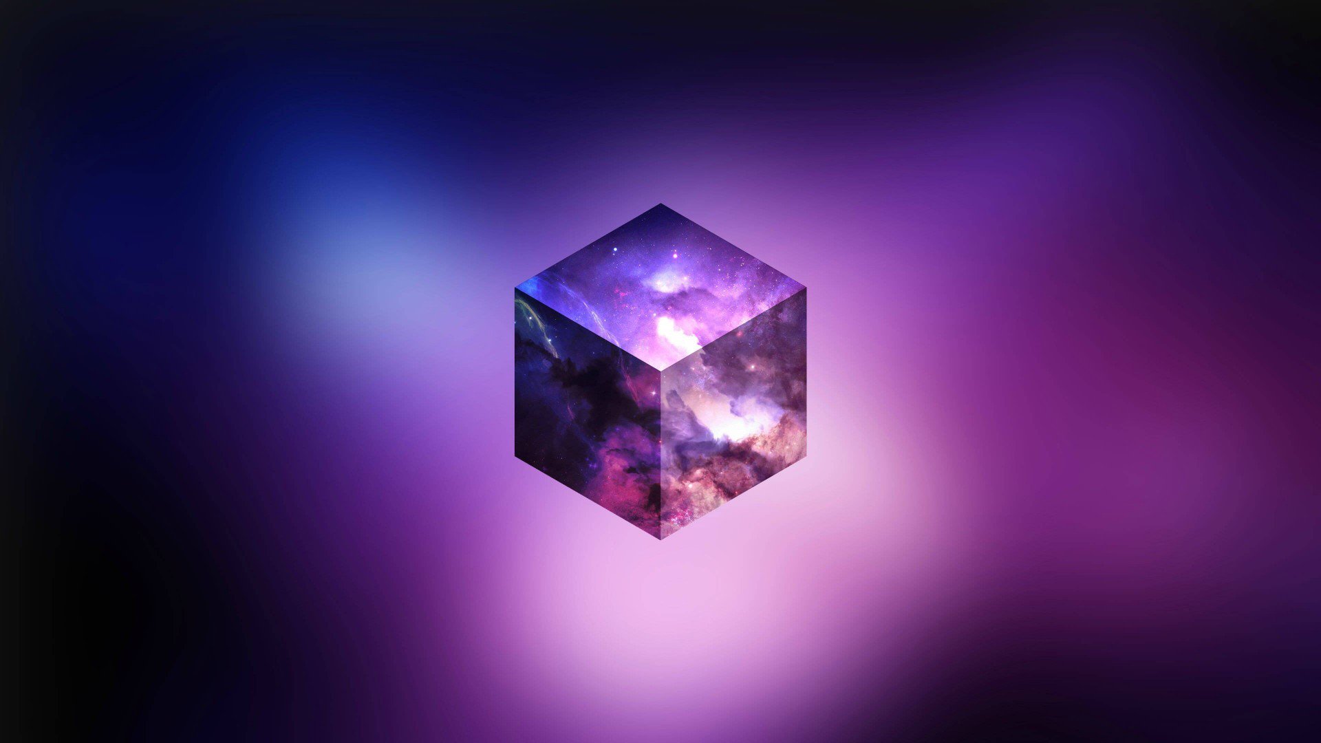 Abstract Cube with Galaxy Nebula HD Wallpaper