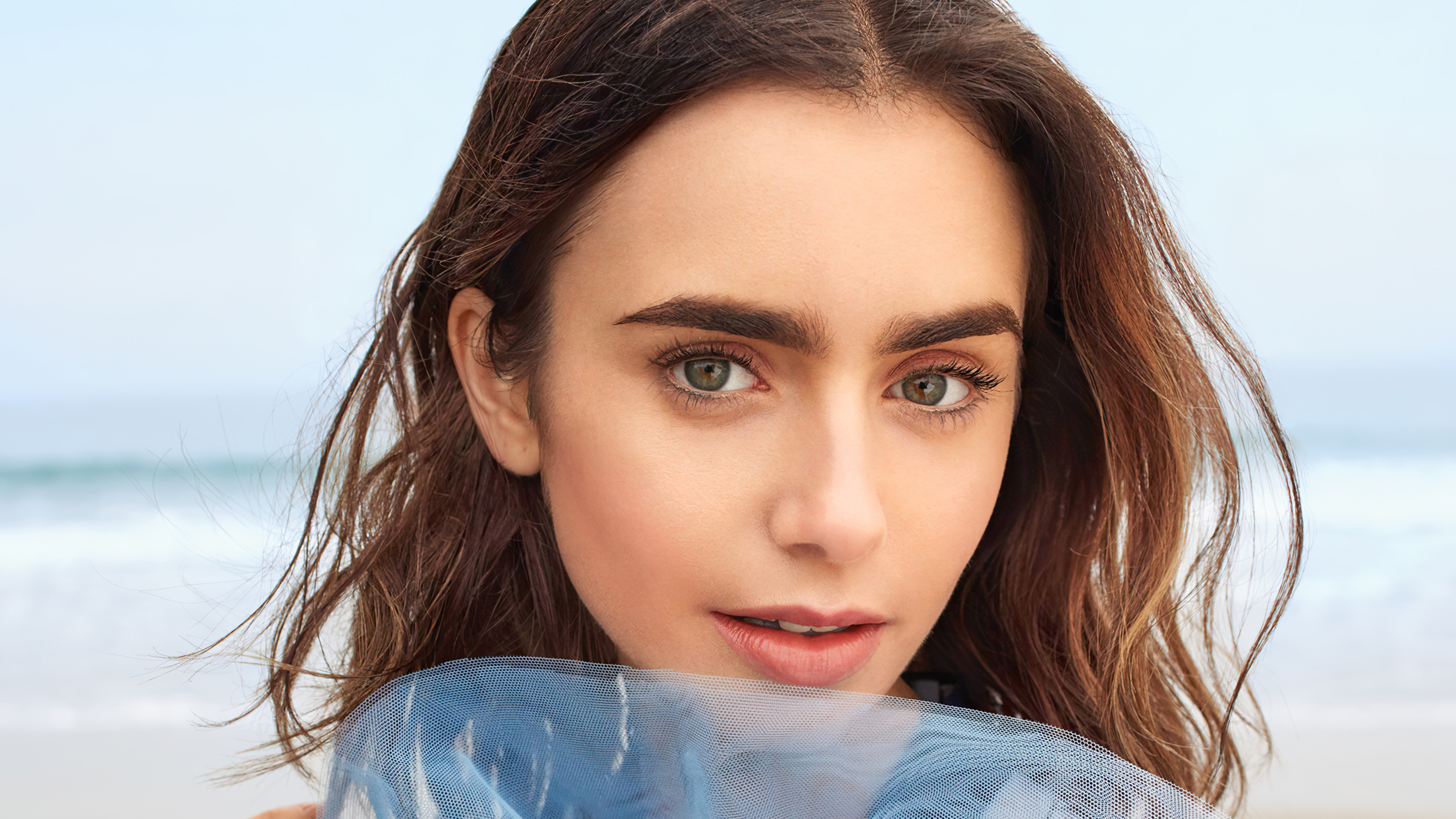 Lily Collins Close-up Portrait 4K HD Wallpaper