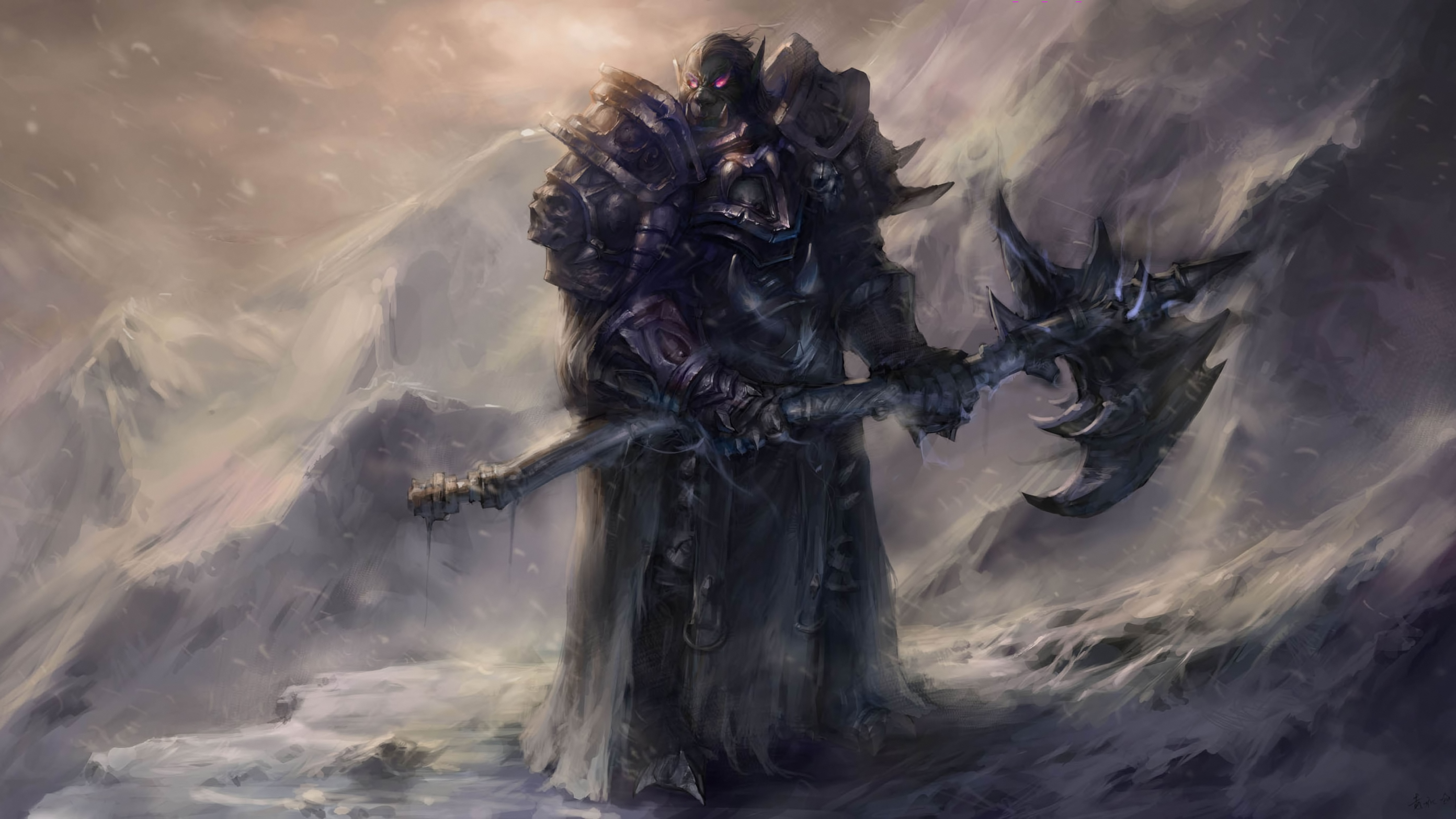 Arthas Menethil from World of Warcraft in snowy mountains HD Wallpaper