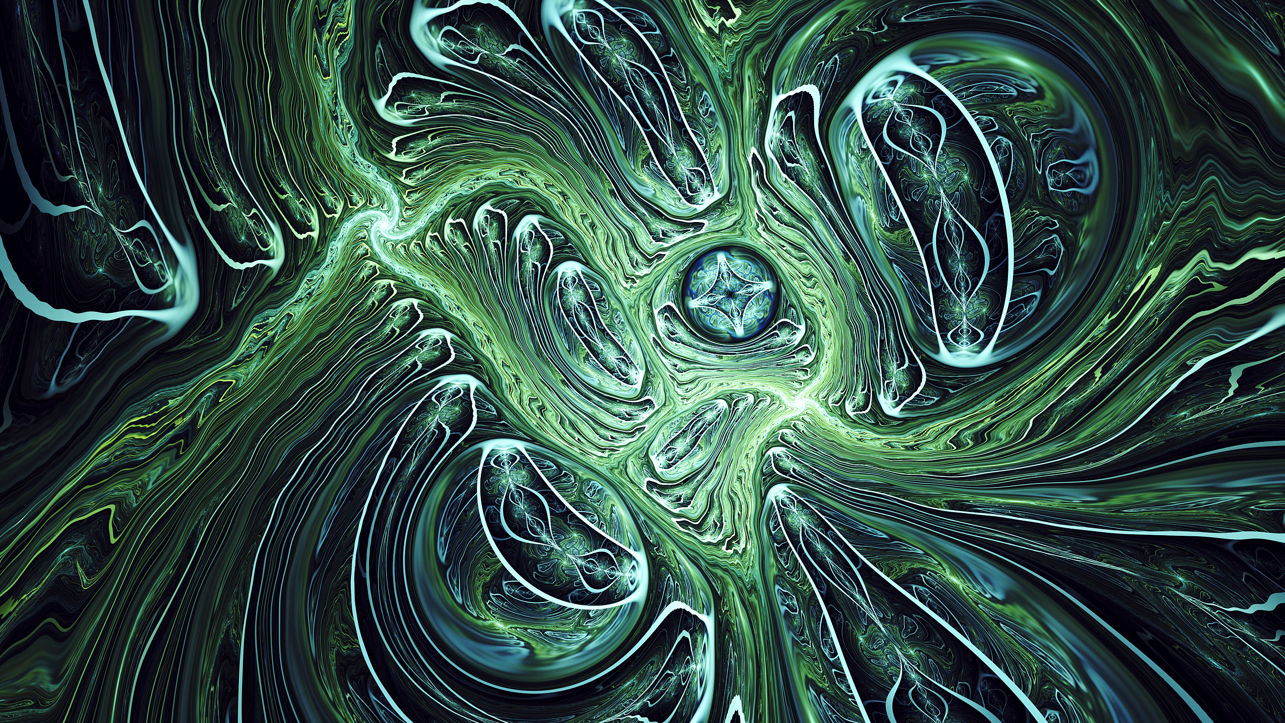 Abstract Green Fractal Art HD Wallpaper