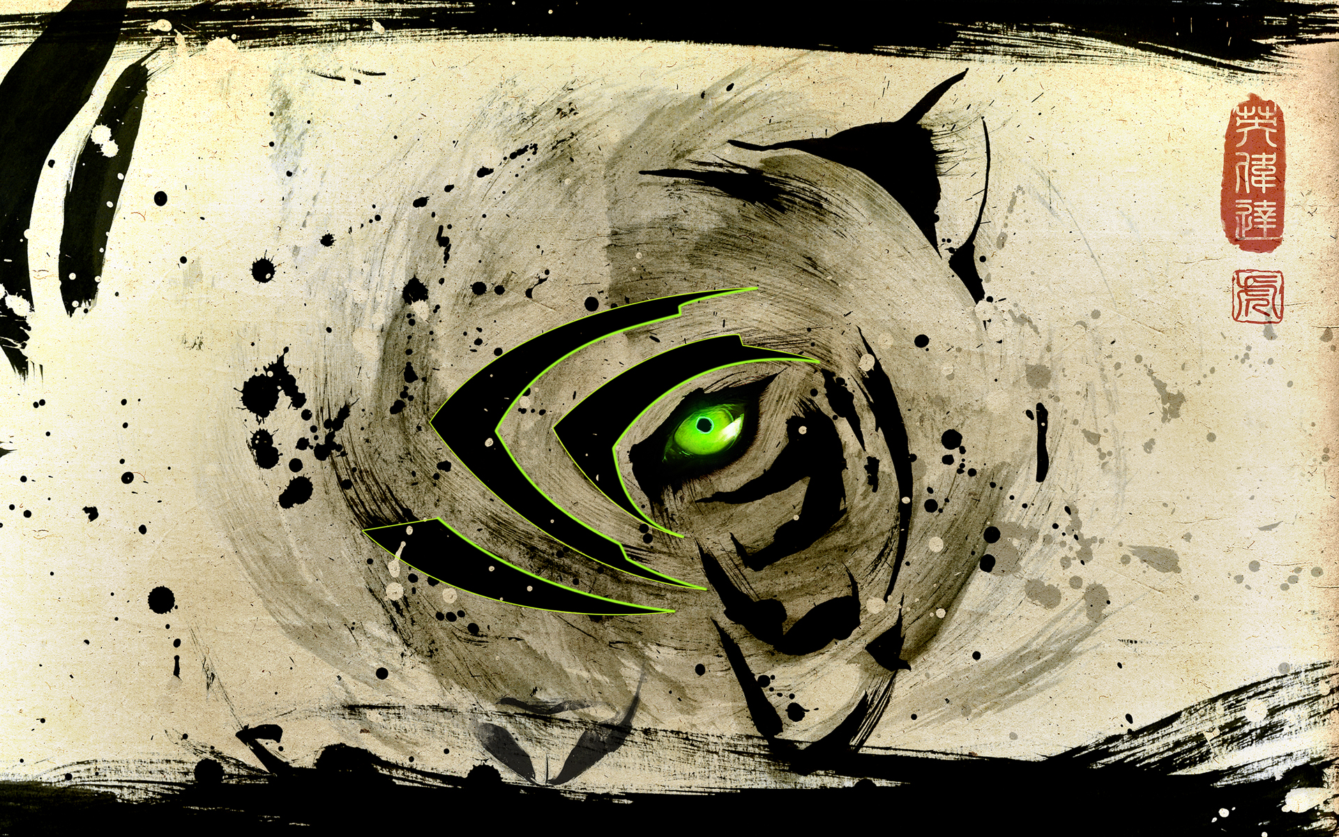 Nvidia Tiger Eye Ink Painting HD Wallpaper
