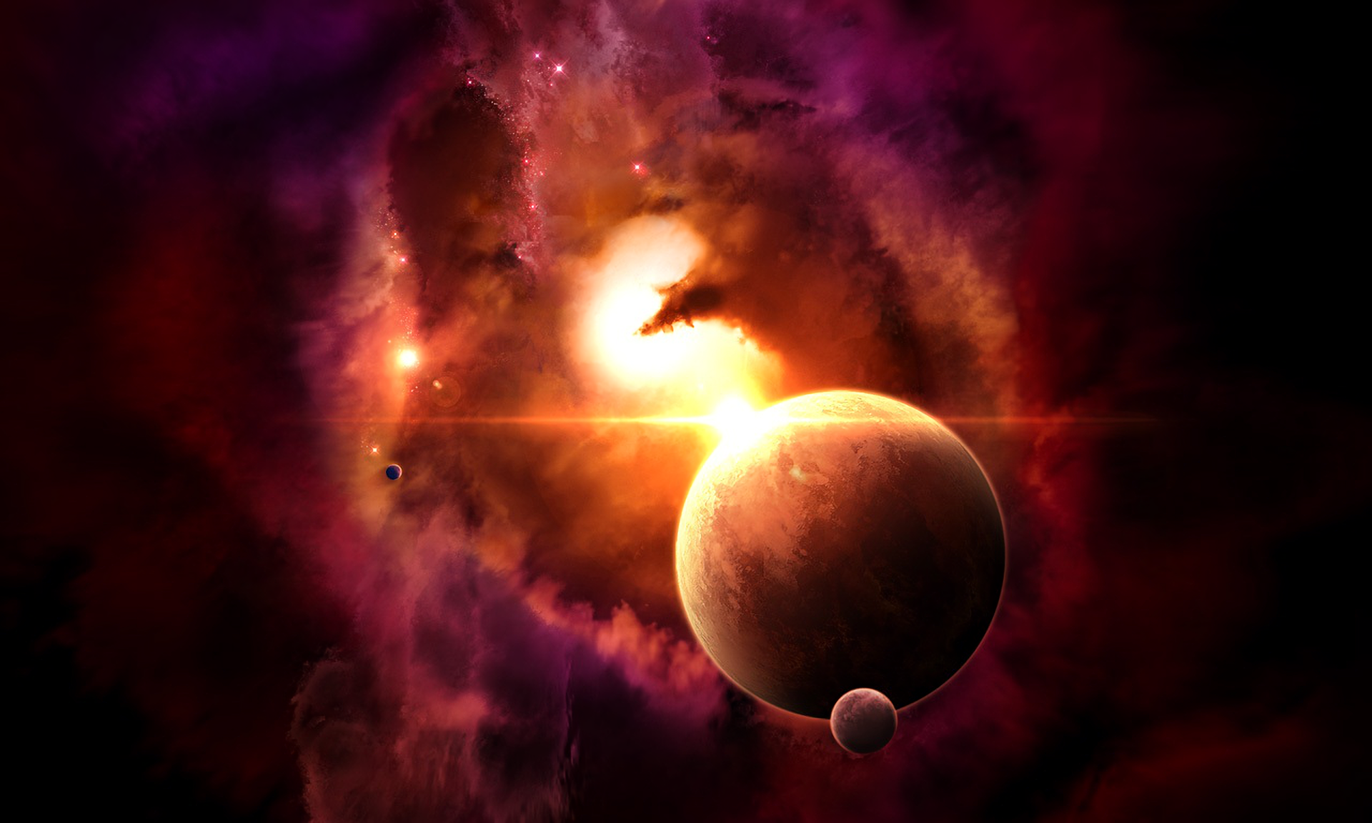 Sci Fi planets and nebula HD Wallpaper