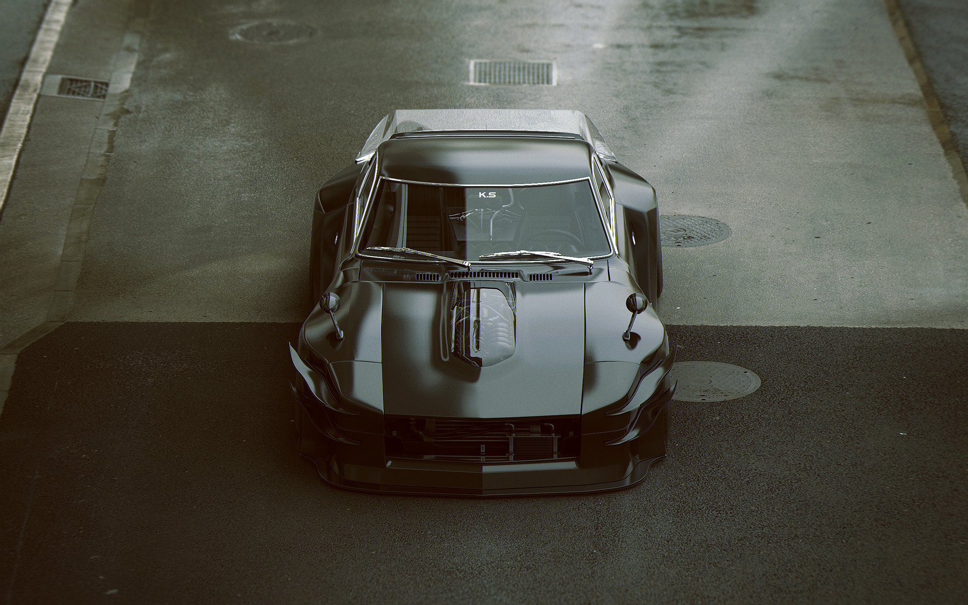 Black Datsun 240Z modified car HD Wallpaper