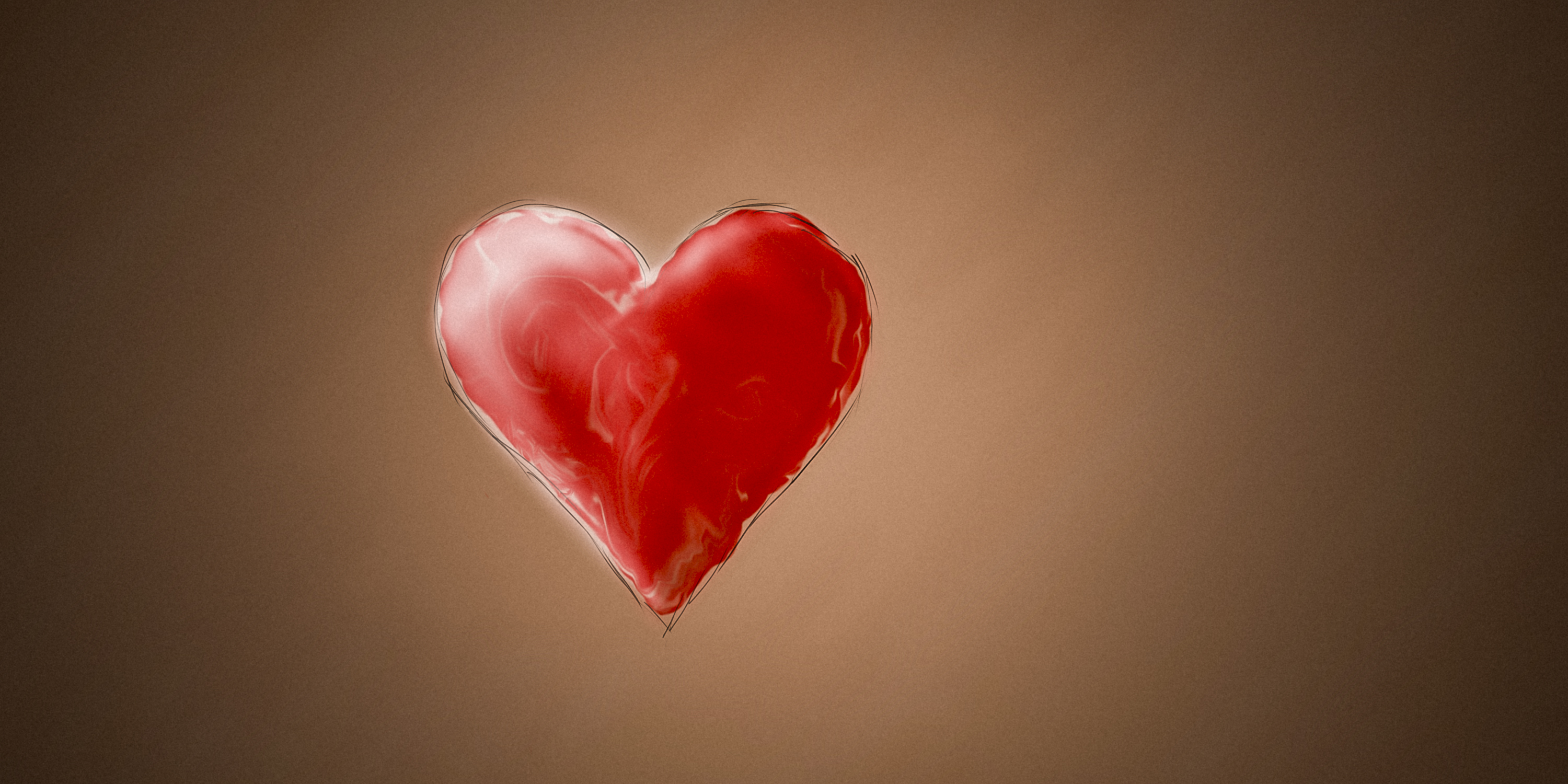 Artistic Red Heart on Brown Background HD Wallpaper