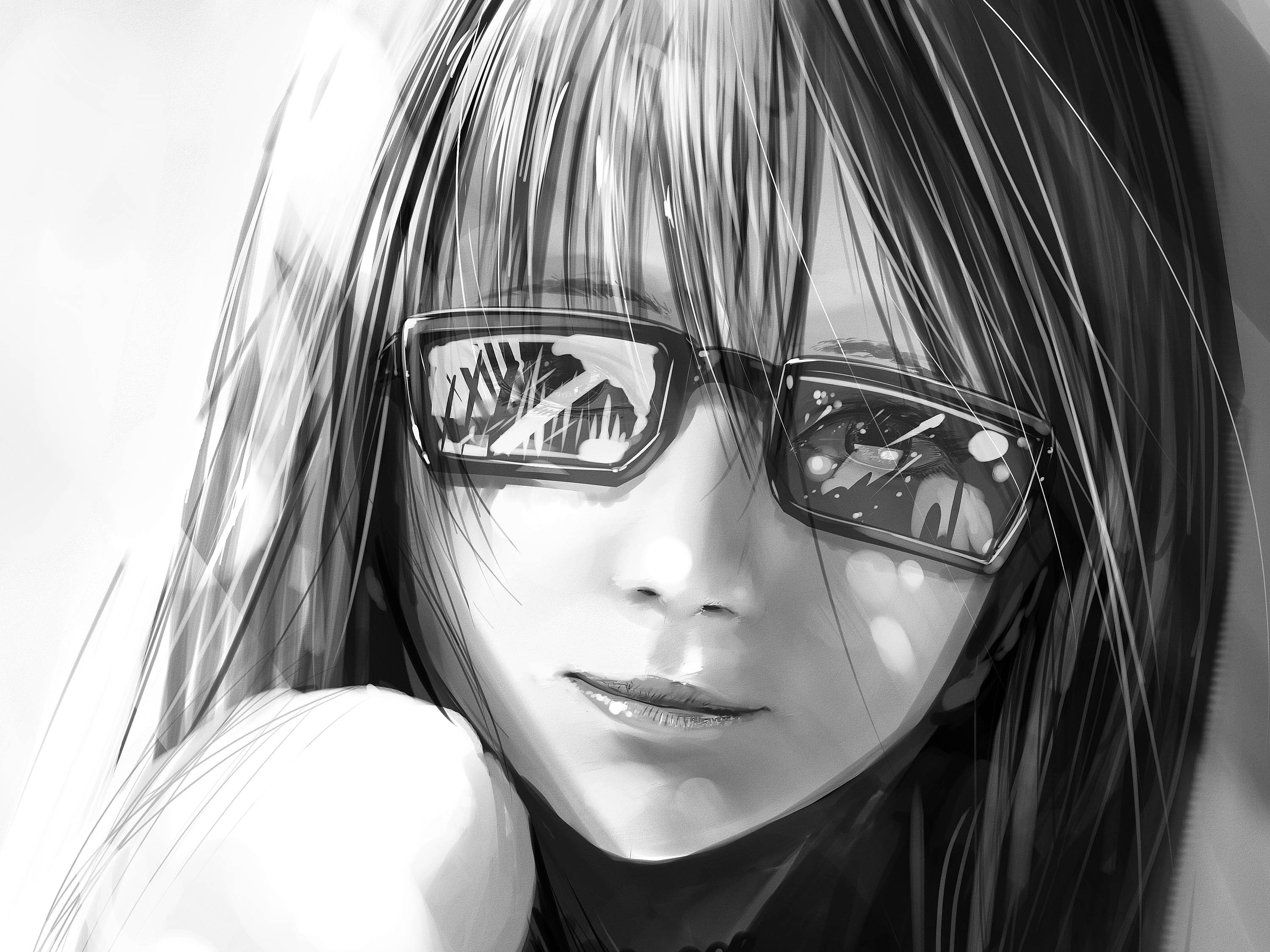 Anime girl with glasses HD Wallpaper