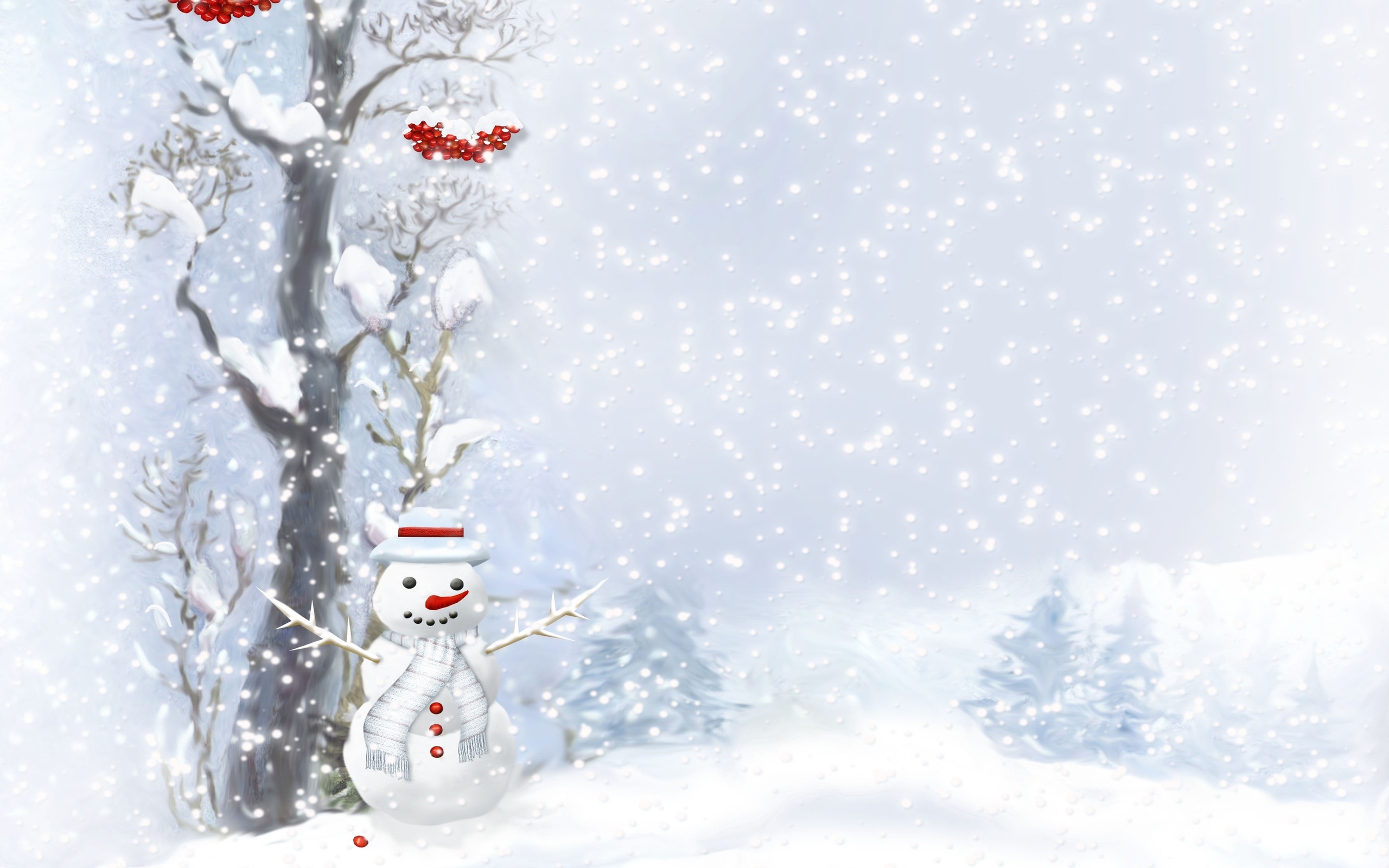 Snowman in a Winter Wonderland HD Wallpaper