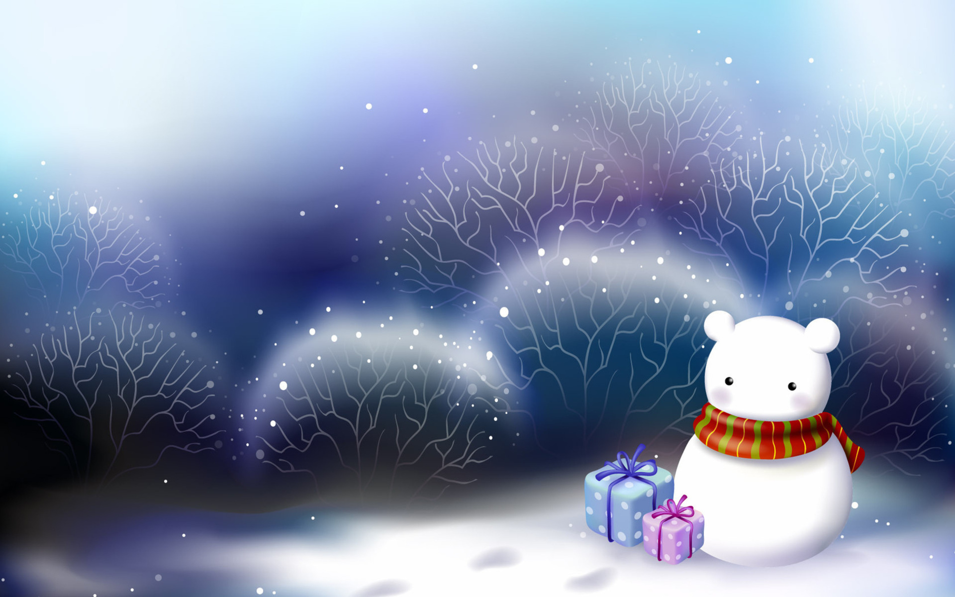 Christmas Snowman with Gifts HD Wallpaper