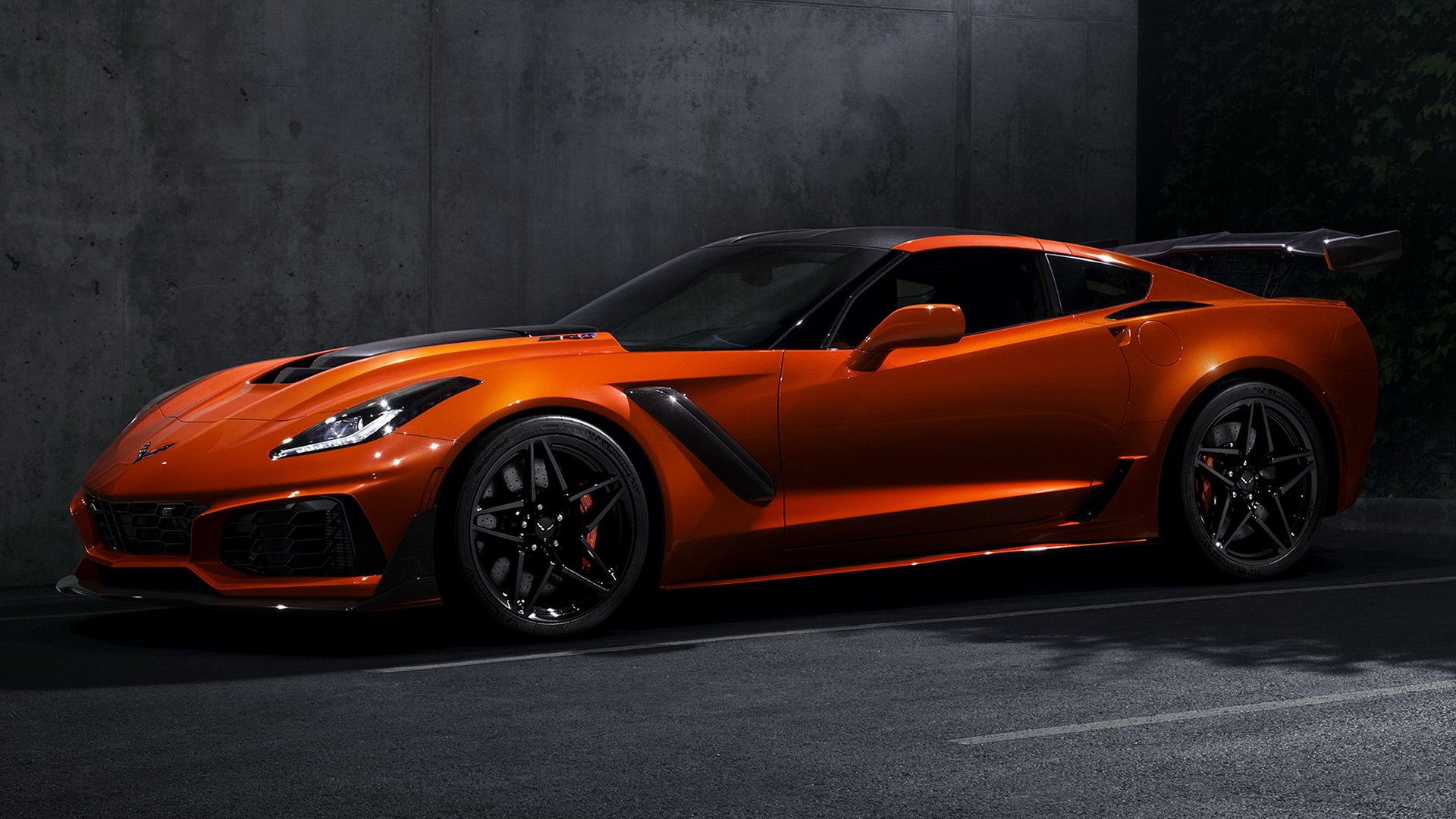 Orange Chevrolet Corvette ZR1 Race Car HD Wallpaper