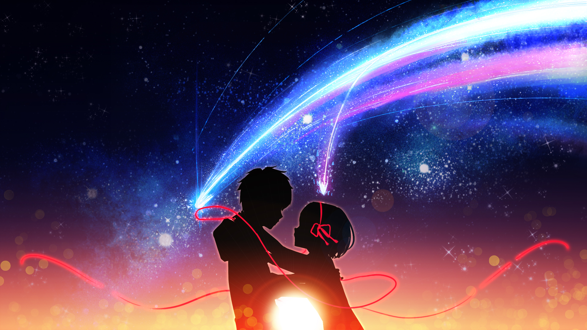 Mitsuha Miyamizu and Taki Tachibana from Your Name. HD Wallpaper