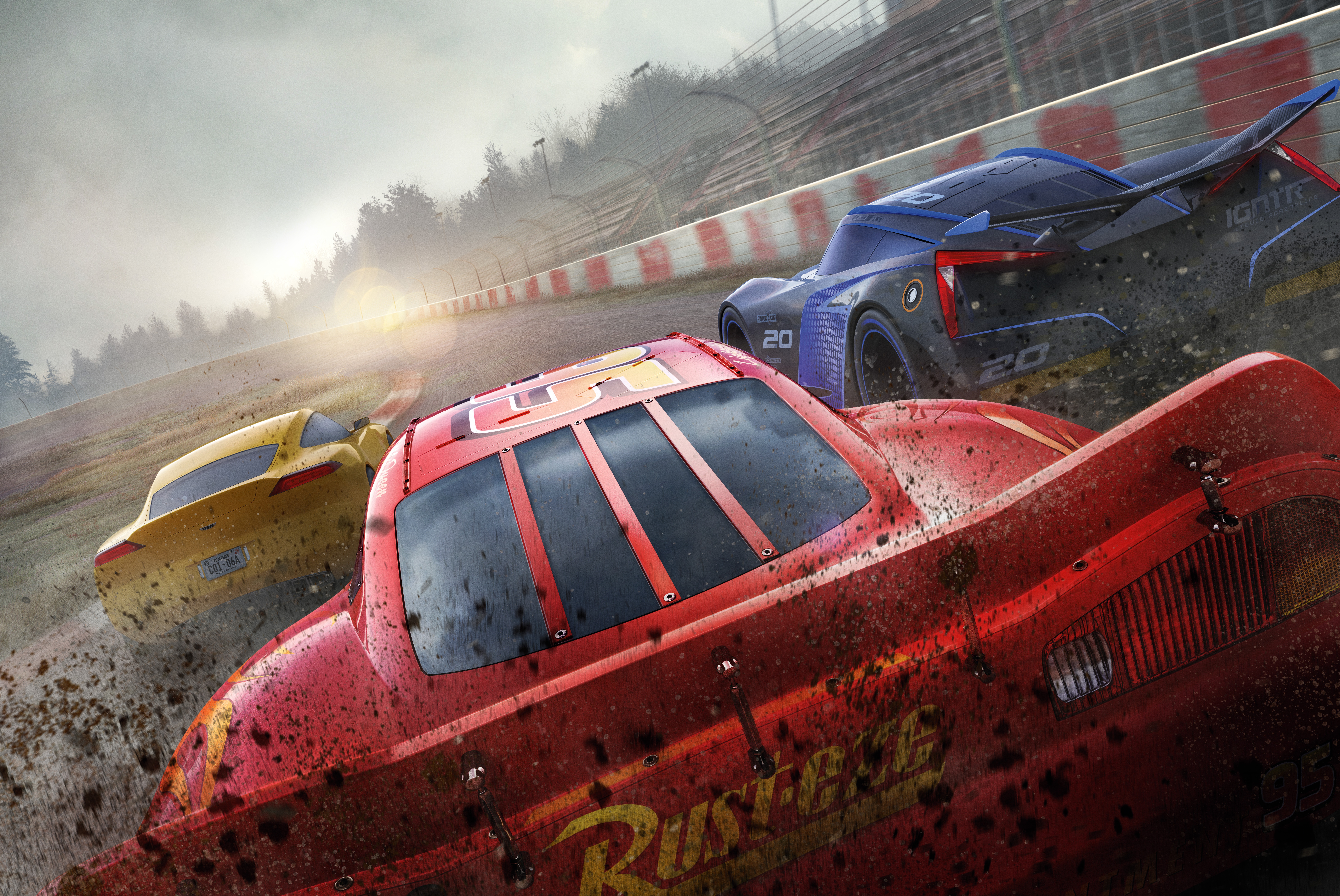 Cruz Ramirez and Lightning McQueen Racing HD Wallpaper