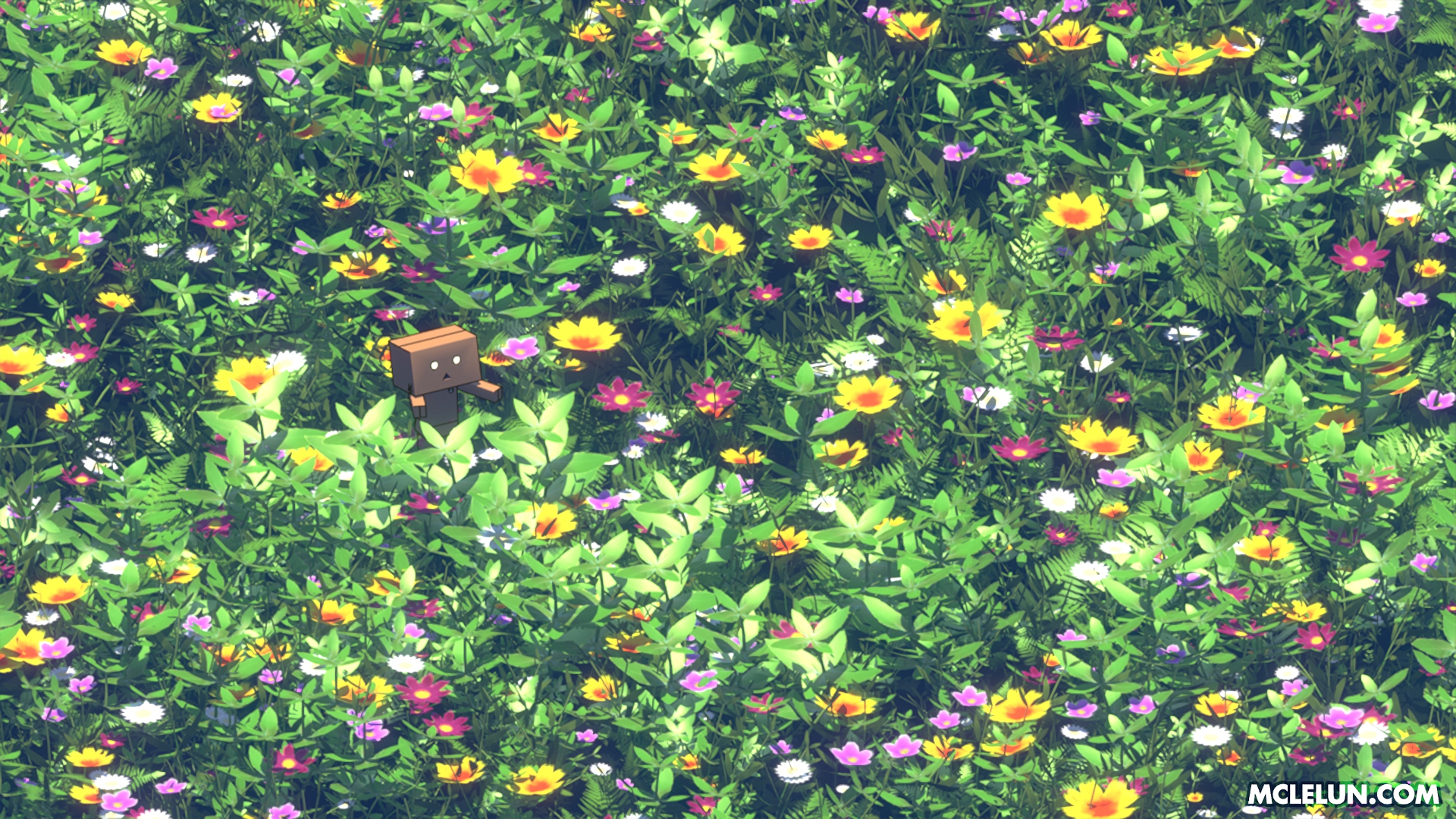 Dambo character in a field of flowers HD Wallpaper