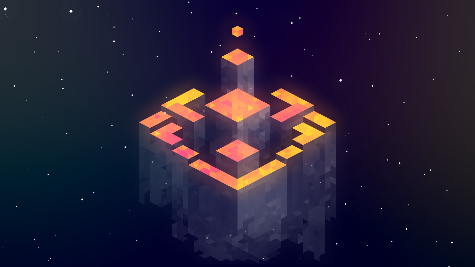 Abstract orange cubes in starry space HD Wallpaper