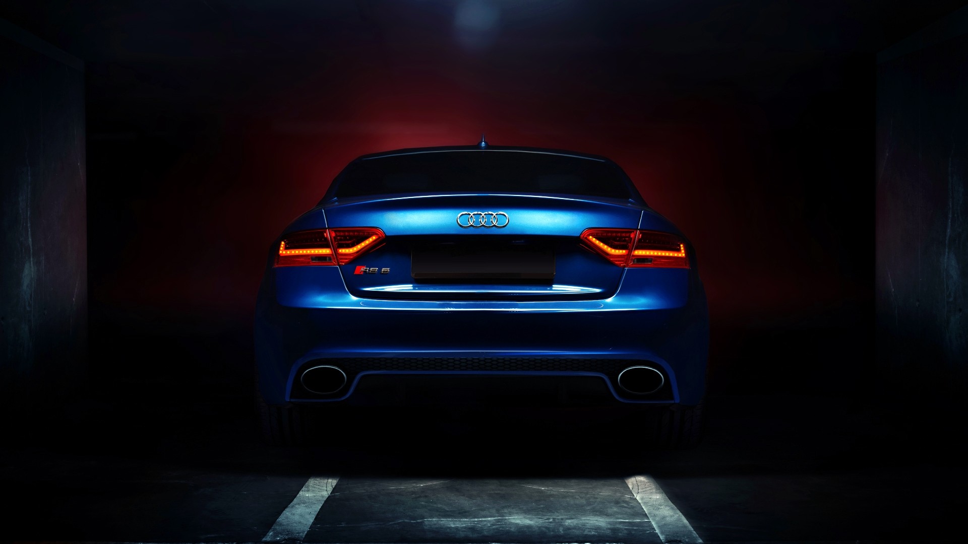 Blue Audi RS5 Rear View HD Wallpaper
