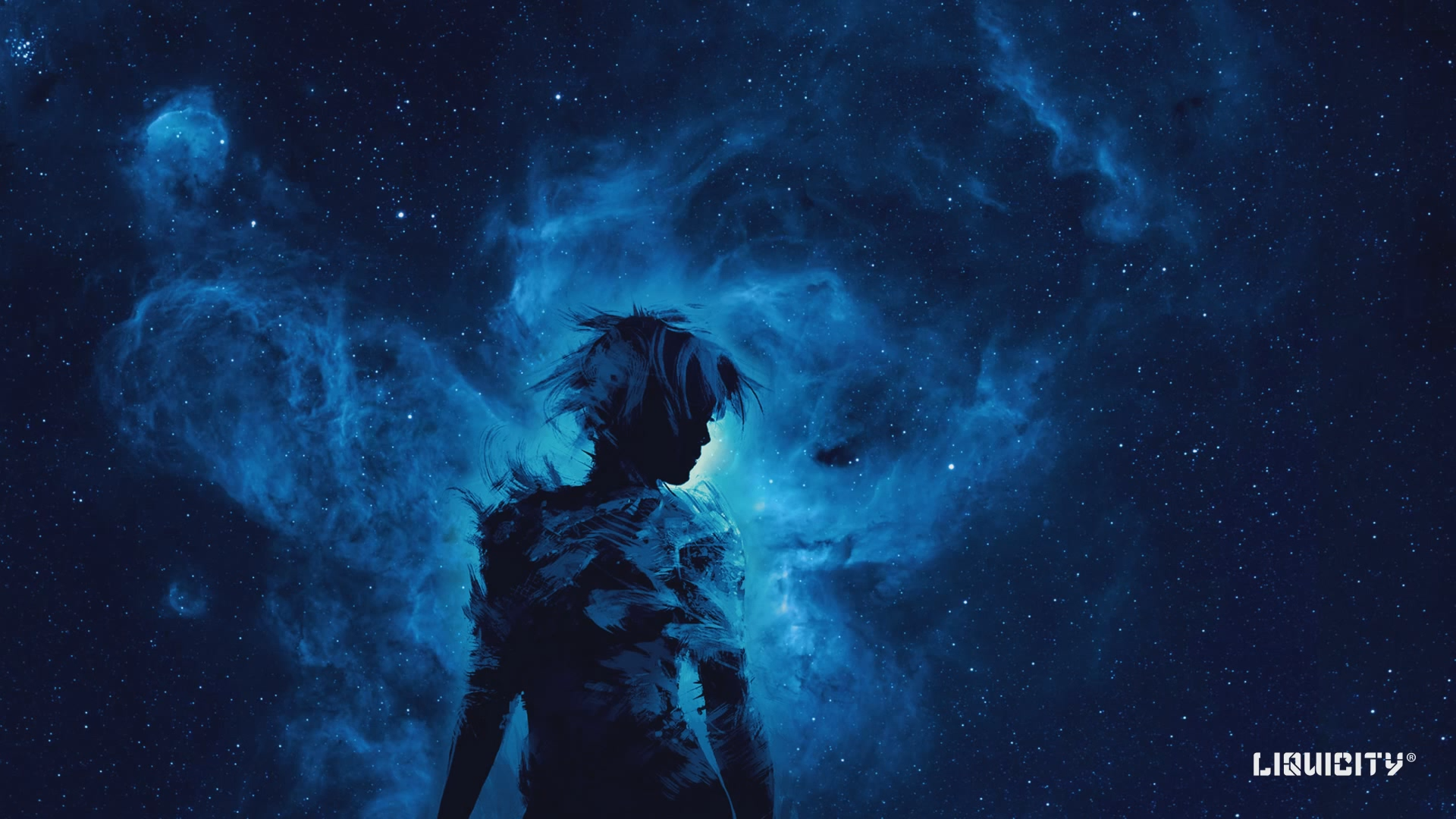 Liquicity music visual with person in space HD Wallpaper