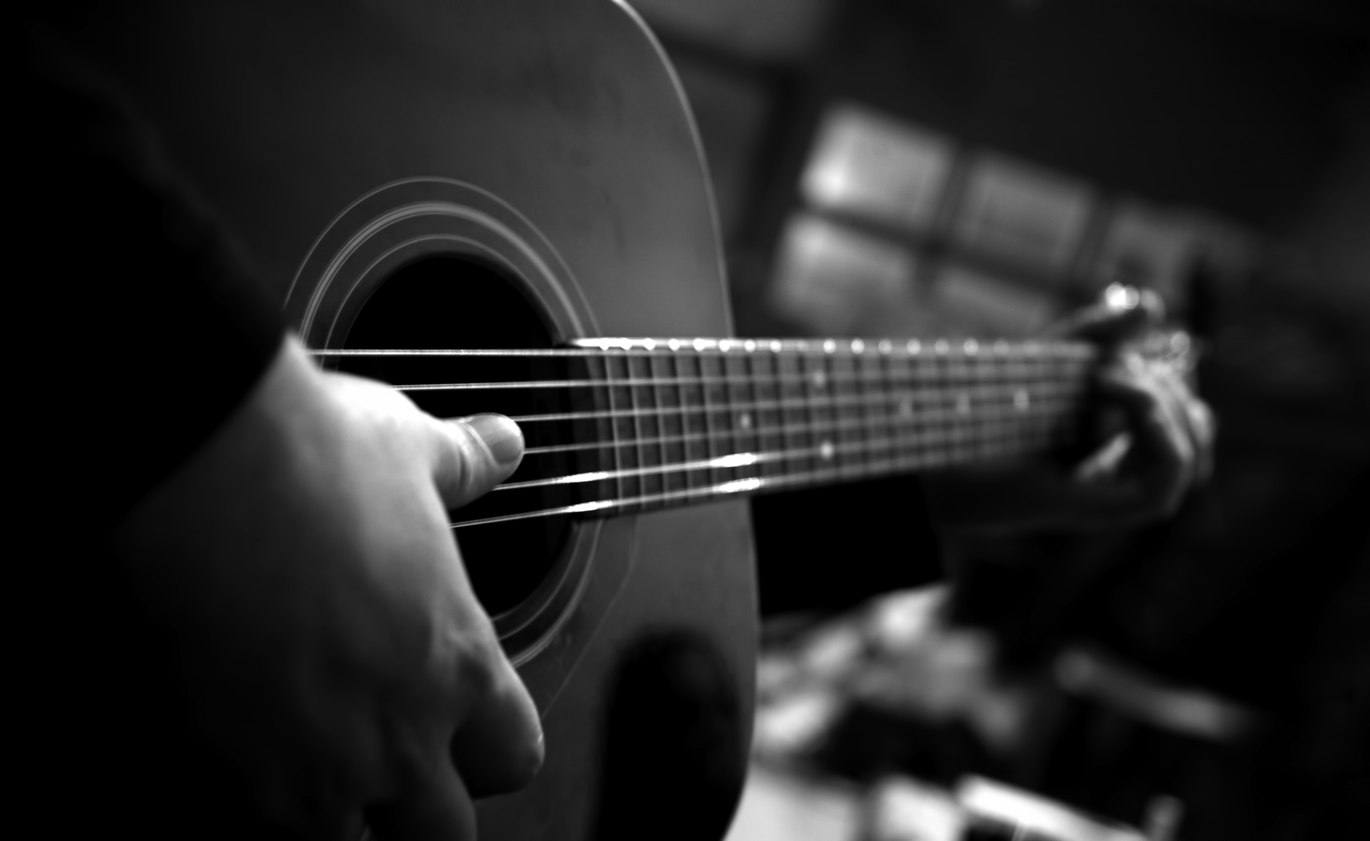 Black and White Guitar HD Wallpaper
