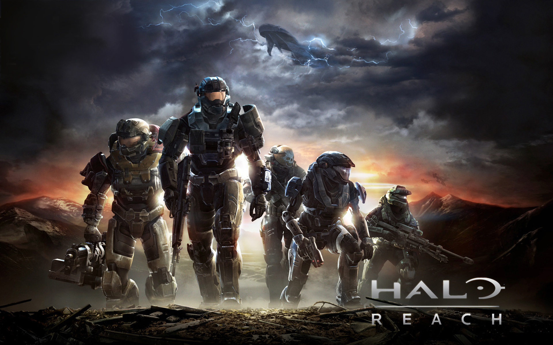 Halo Reach soldiers under stormy sky HD Wallpaper