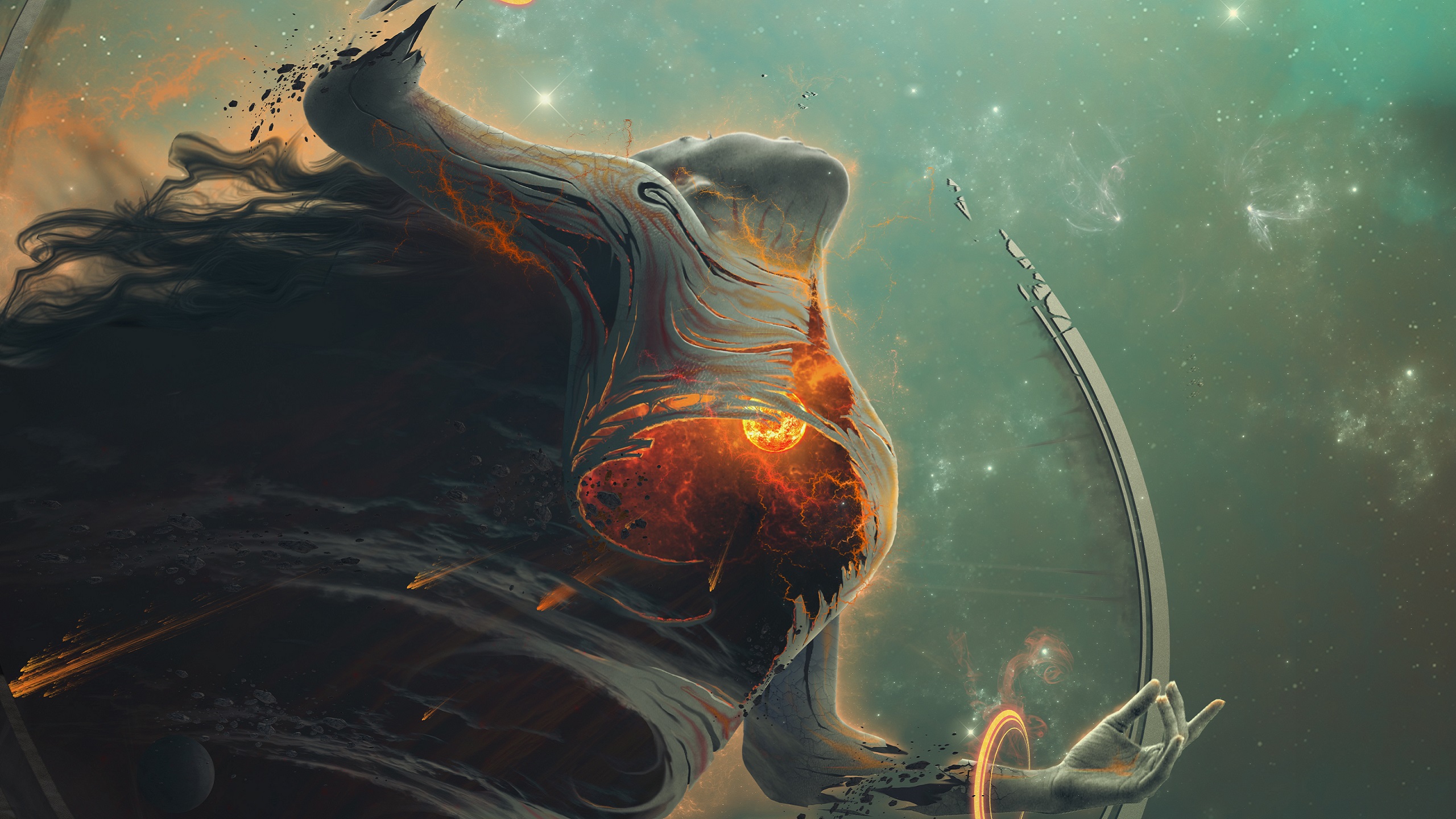 Sci Fi Woman in Space HD Wallpaper