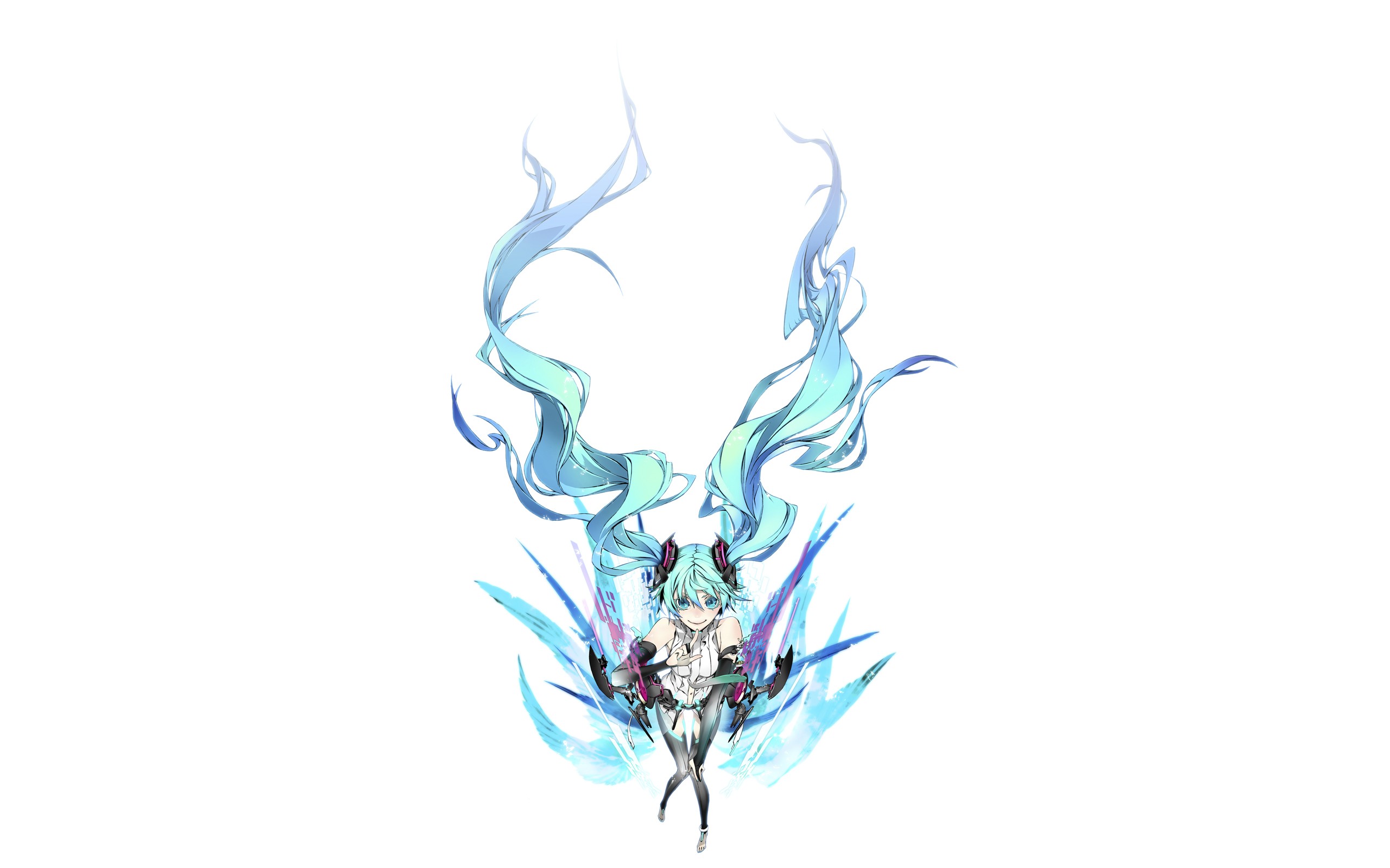 Hatsune Miku with blue hair and wings HD Wallpaper
