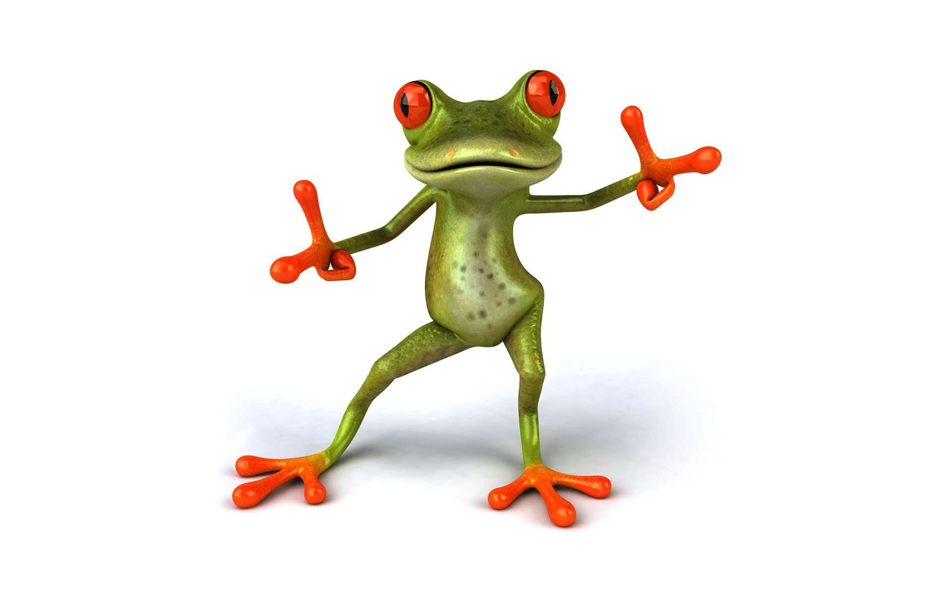Green frog with orange feet HD Wallpaper