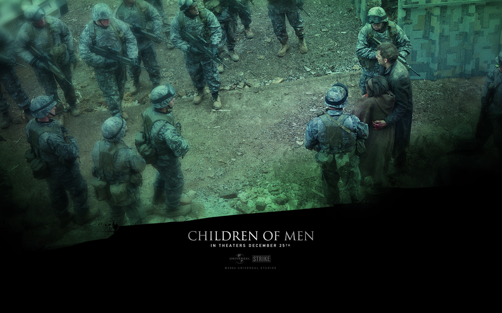 Soldiers surrounding a man and woman HD Wallpaper