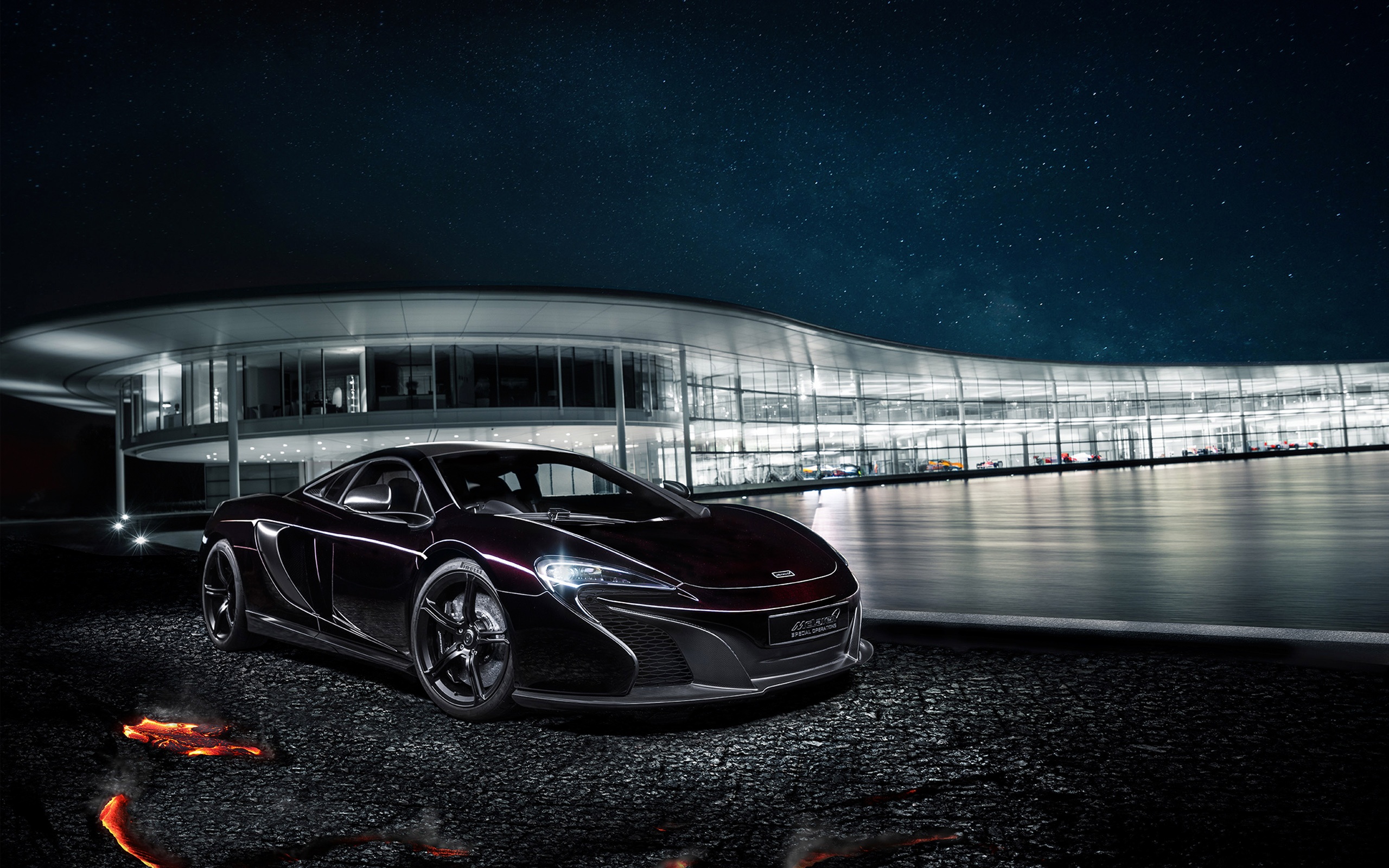 McLaren 650S supercar parked at night HD Wallpaper