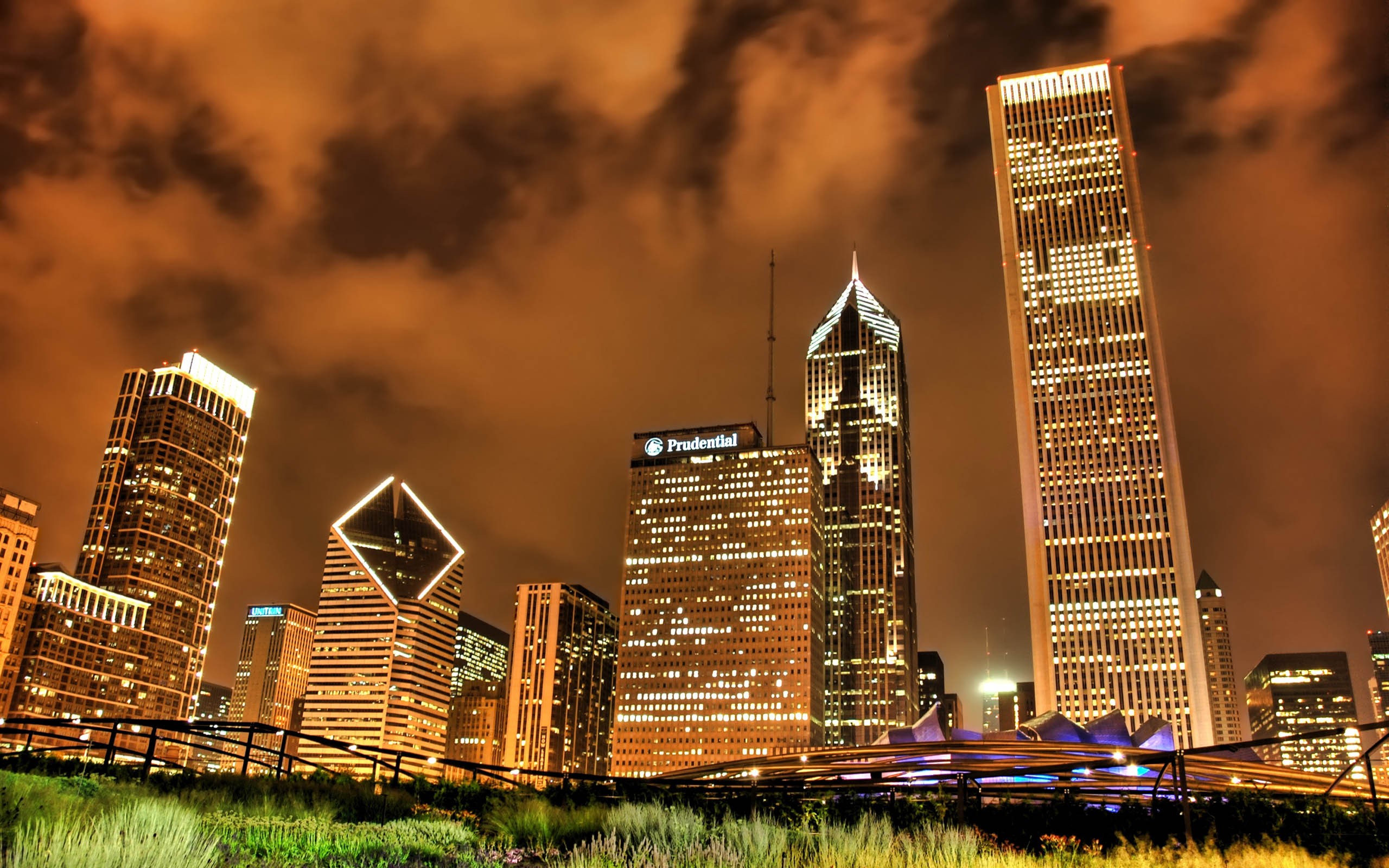 Chicago Skyline at Night HD Wallpaper