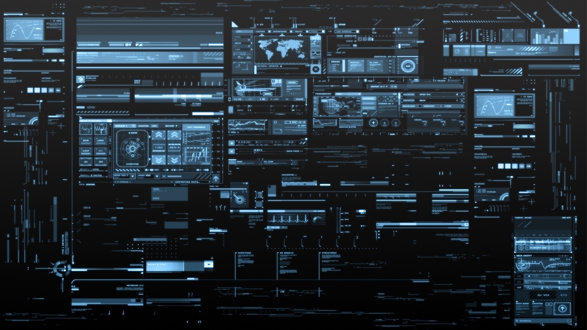 Futuristic Digital Interface with Data Visualizations HD Wallpaper