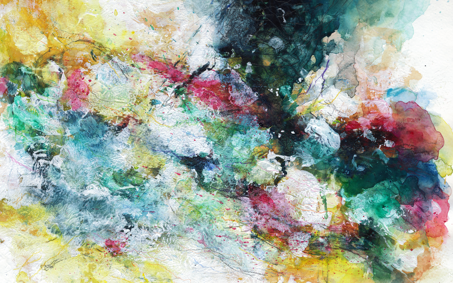 Abstract Watercolor Painting with Vibrant Colors HD Wallpaper