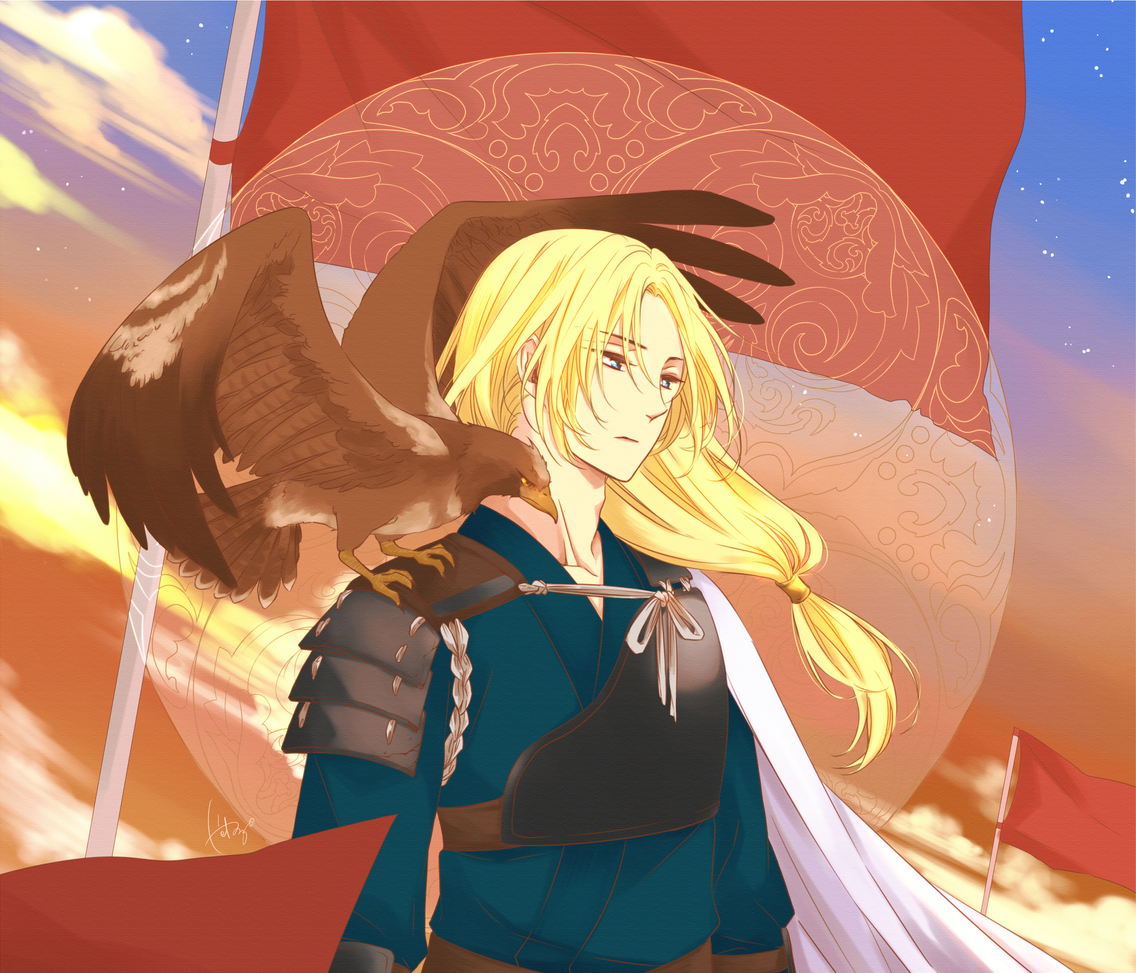 Anime character with eagle from Yona of the Dawn HD Wallpaper