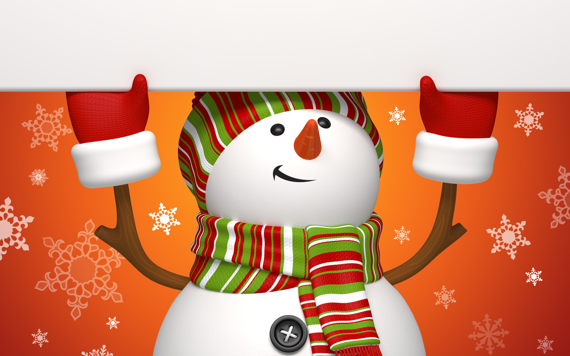 Snowman holding a blank sign HD Wallpaper