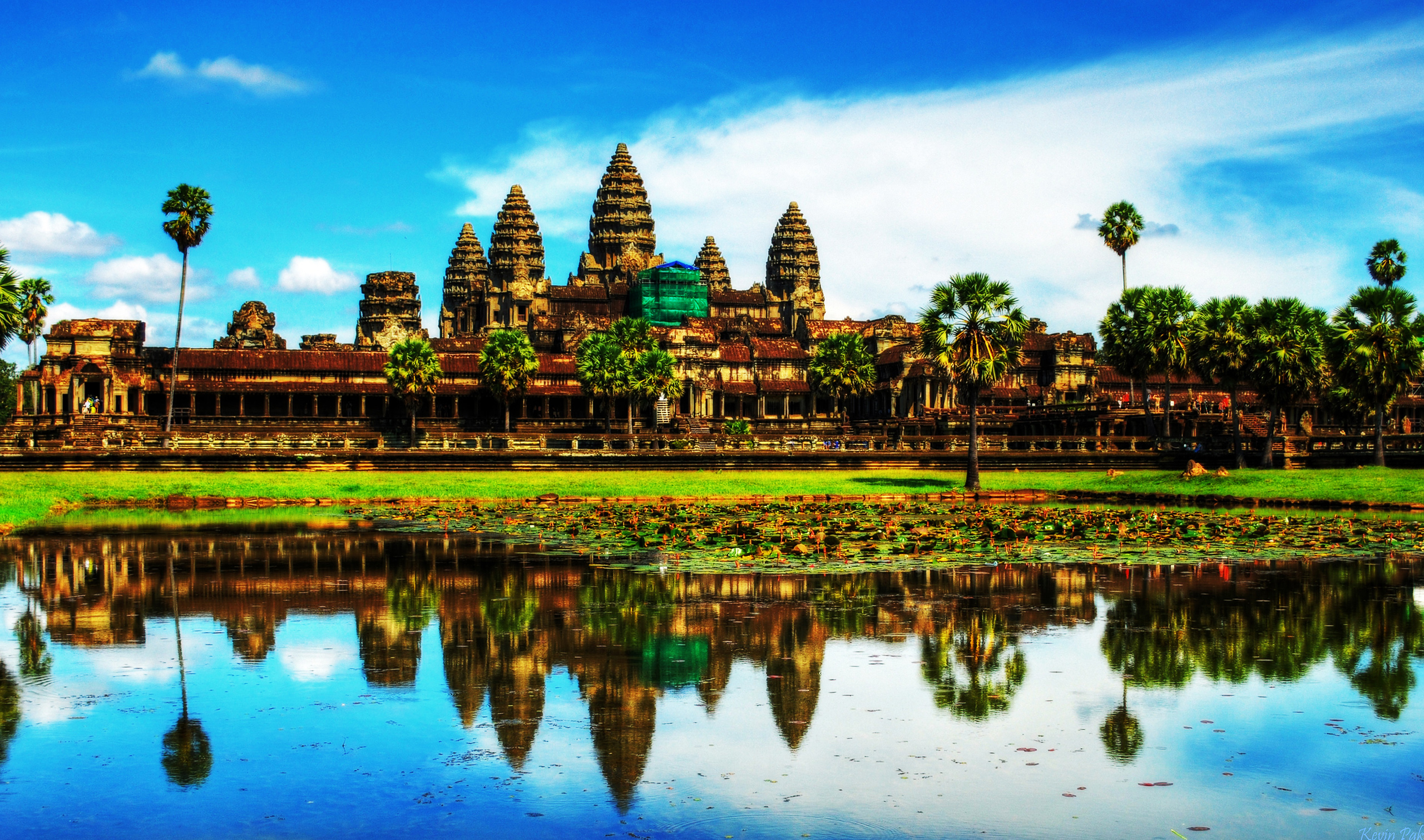 Angkor Wat Temple Complex Reflection HD Wallpaper