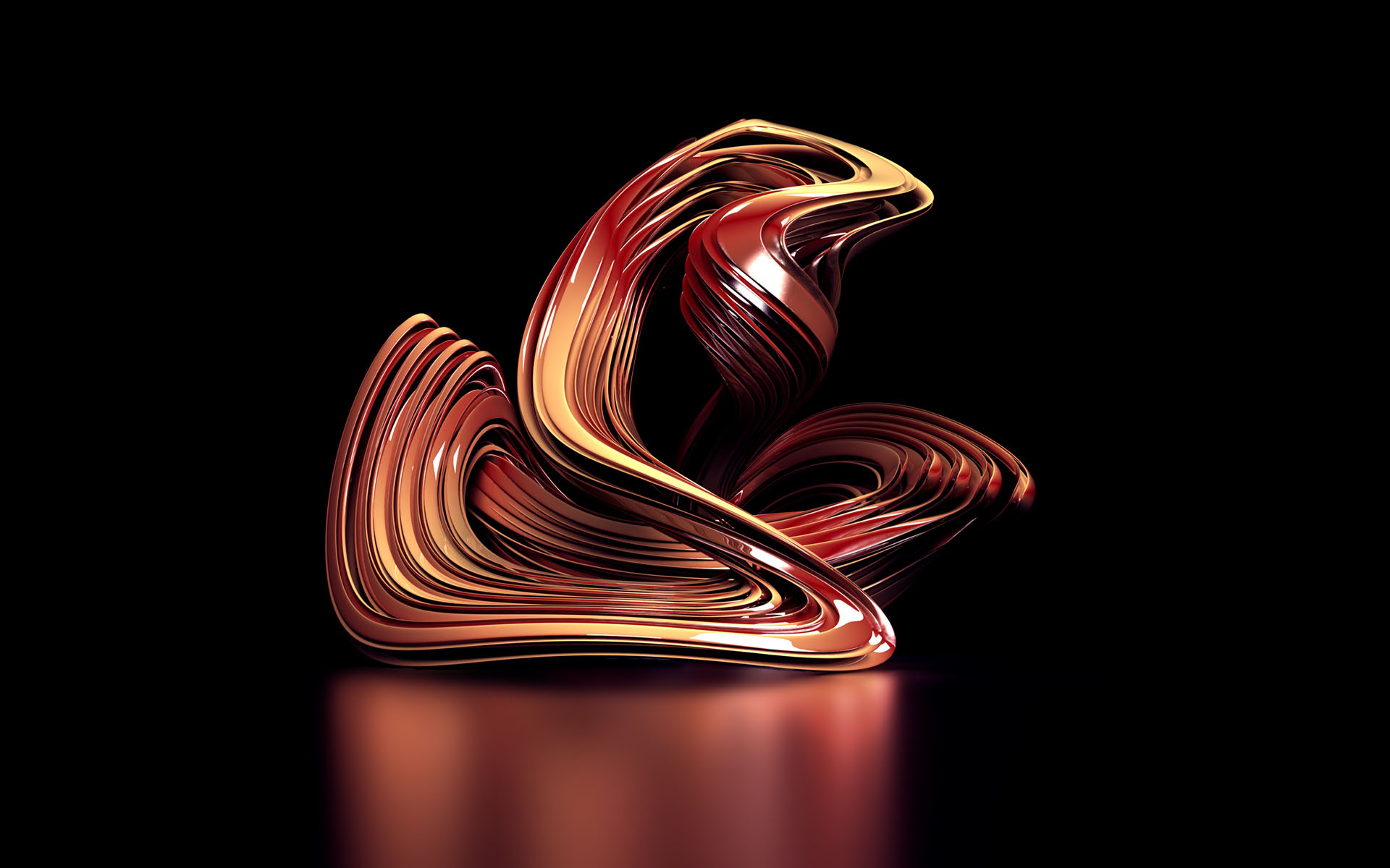 Abstract metallic sculpture on black background HD Wallpaper