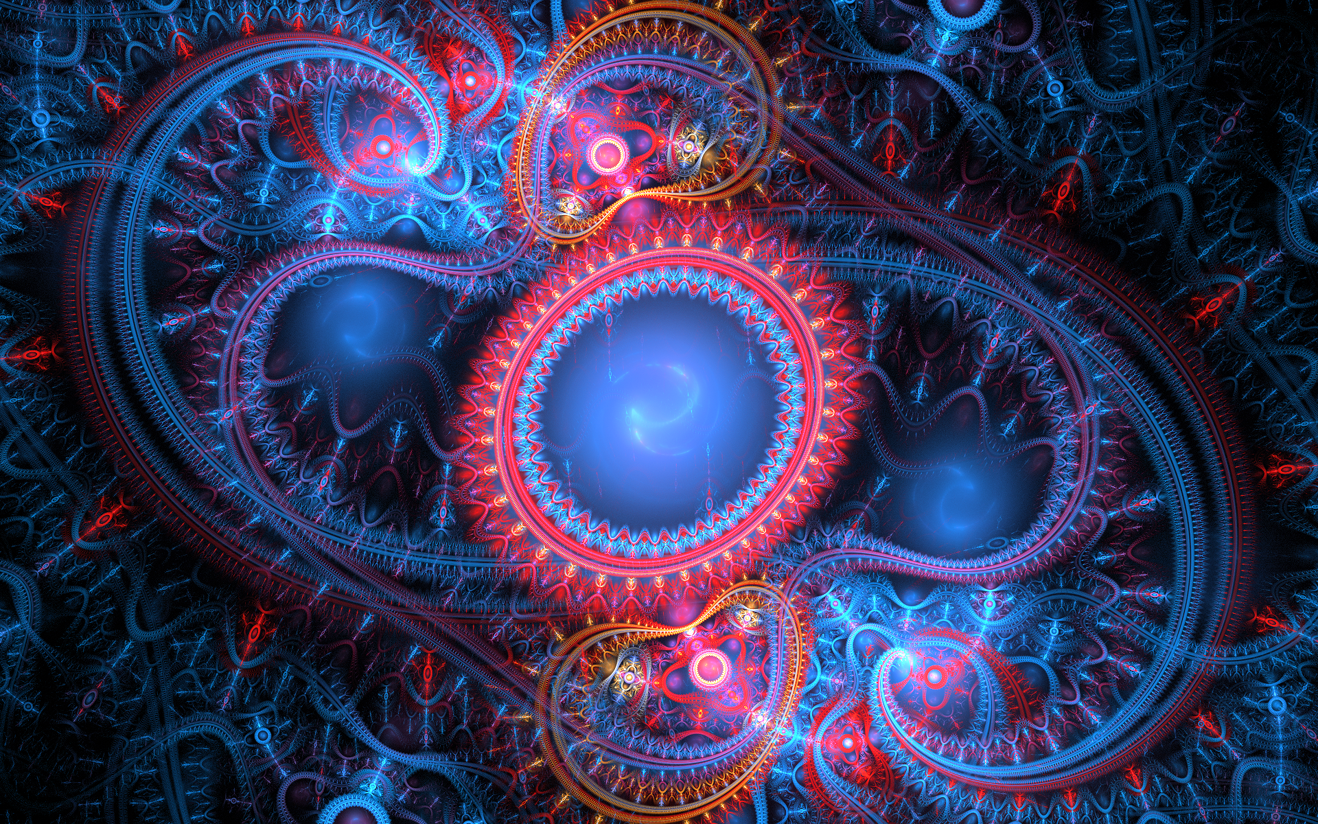Abstract Blue Fractal Neon Pink HD Wallpaper
