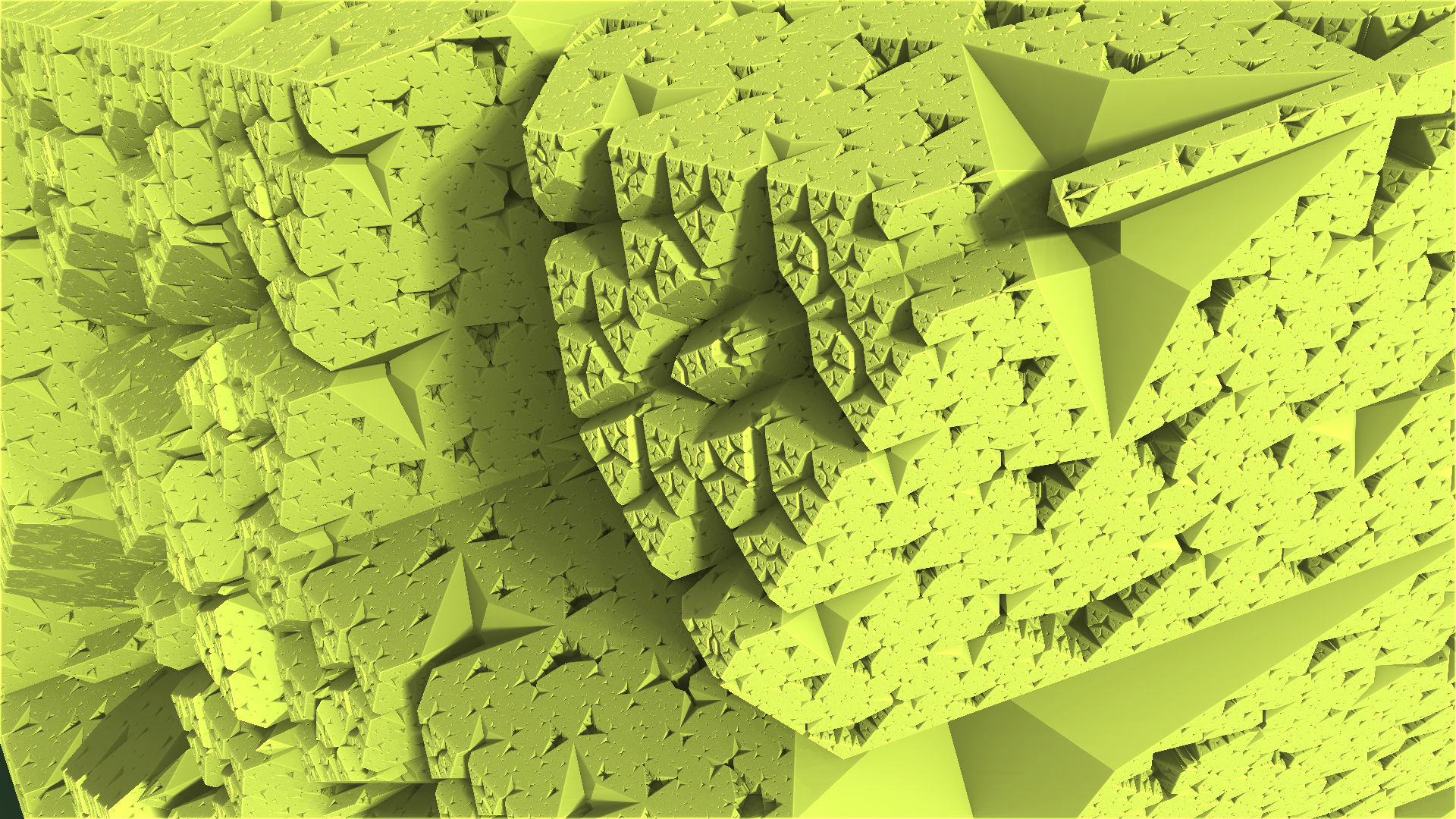 Abstract green fractal geometry with triangular patterns HD Wallpaper