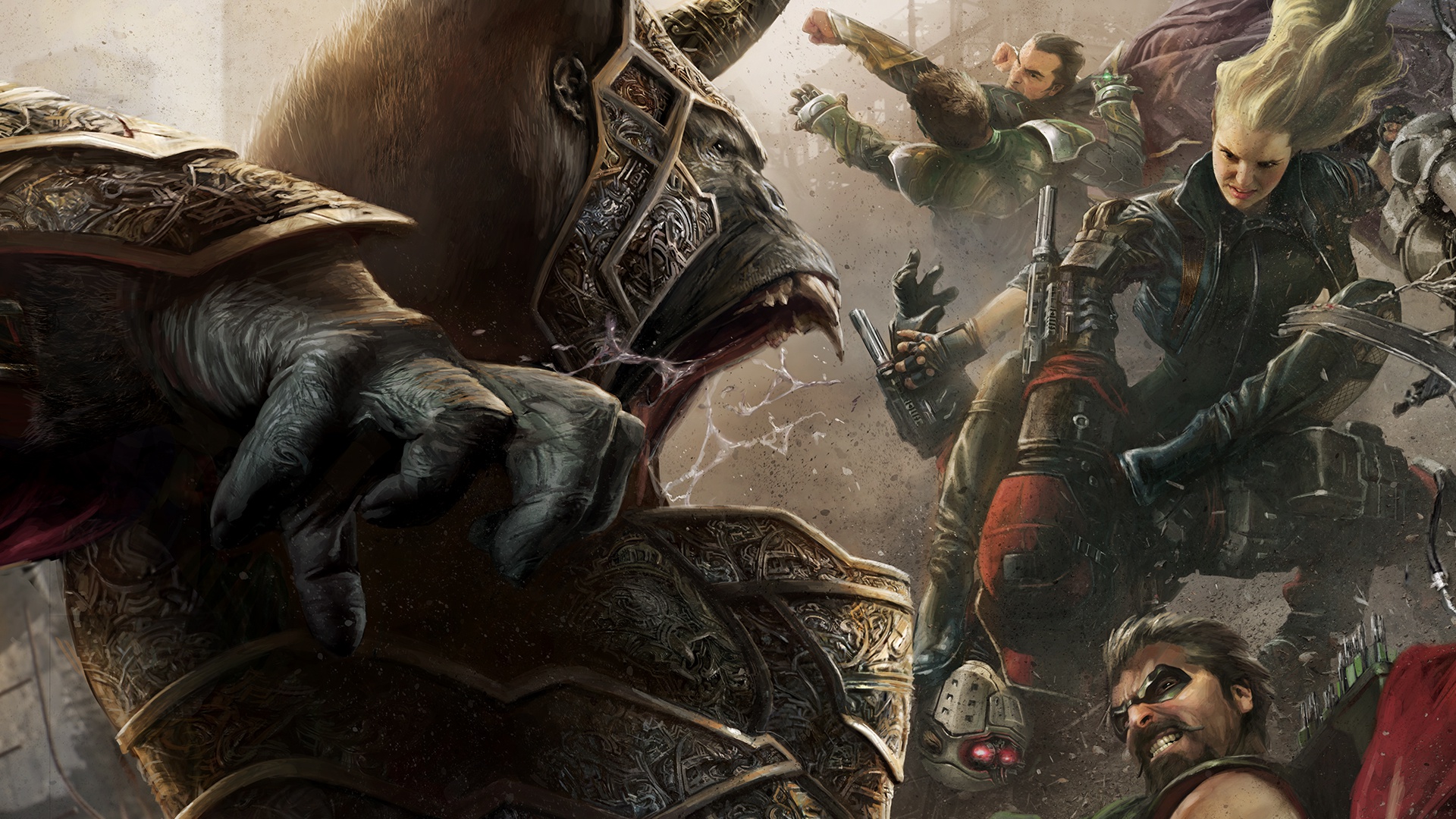 Gorilla Grodd and heroes fighting in Injustice 2 HD Wallpaper