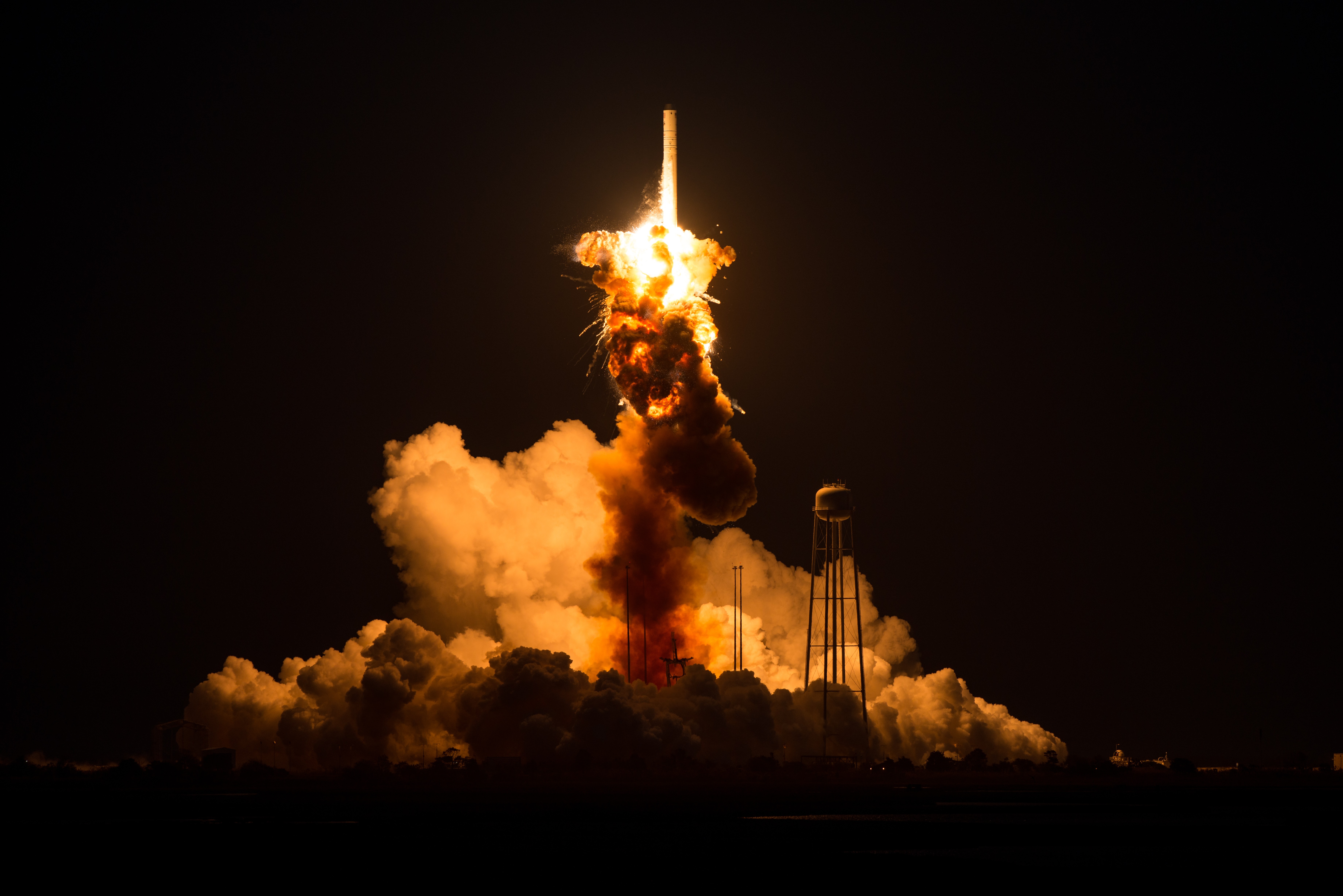 Rocket Launch Explosion at Night HD Wallpaper