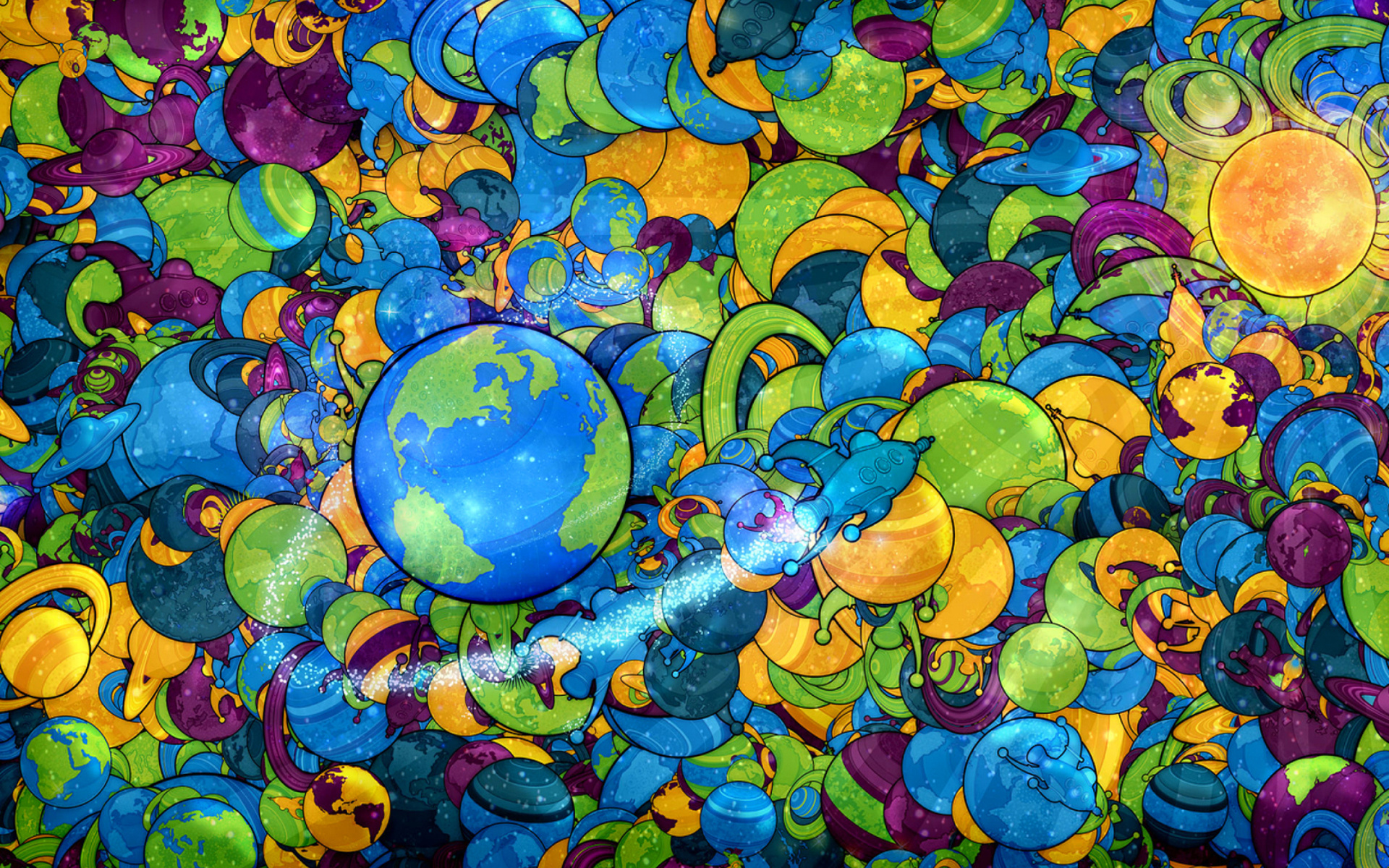 Colorful planets and space art HD Wallpaper