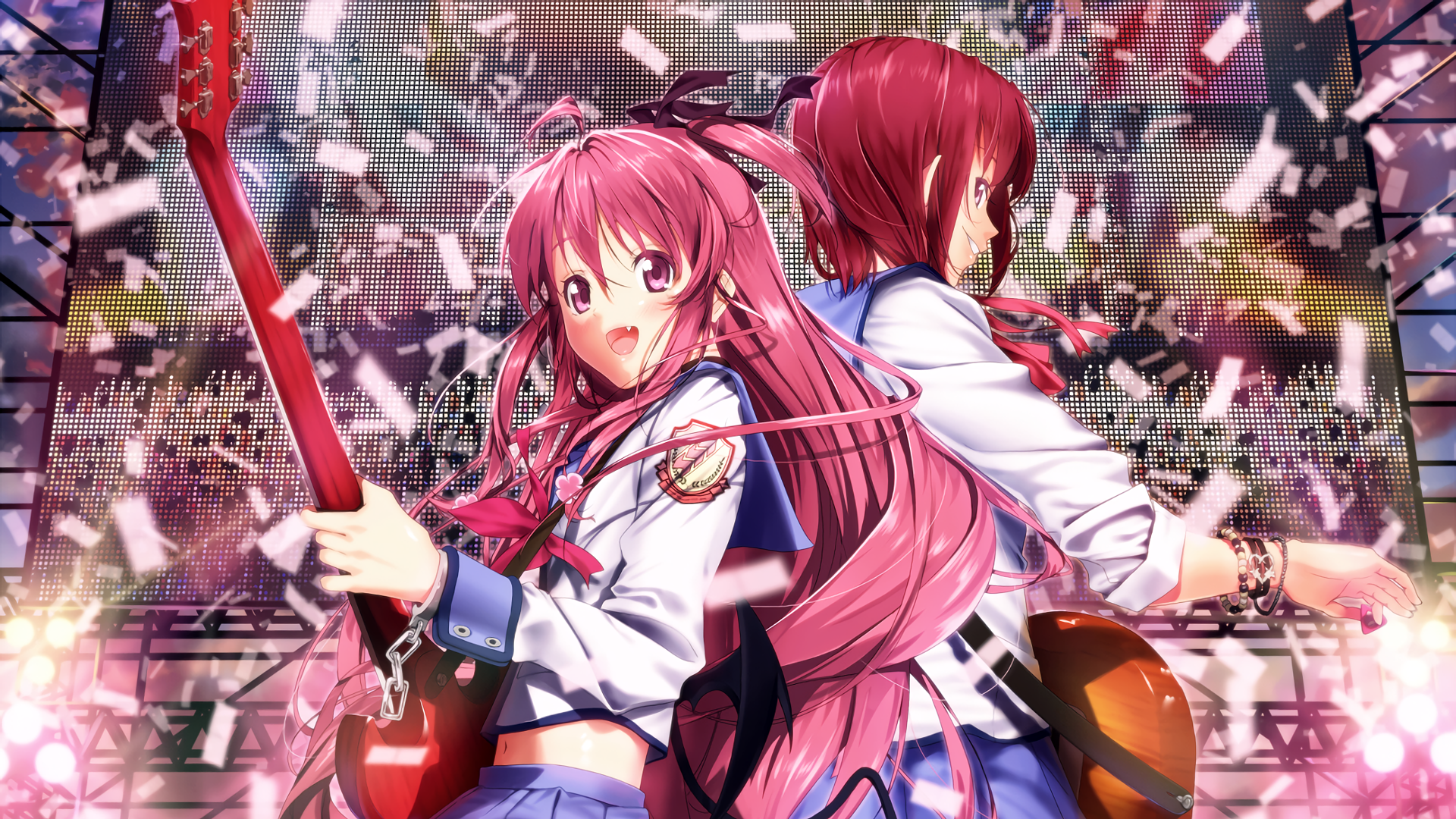 Kanade Tachibana and Yui from Angel Beats! performing HD Wallpaper