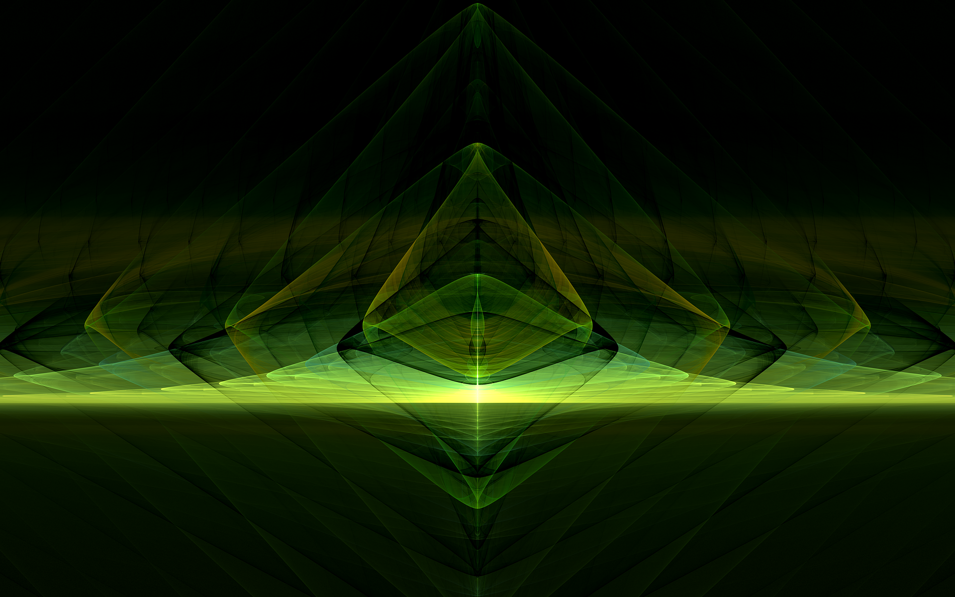 Abstract green and yellow fractal landscape HD Wallpaper