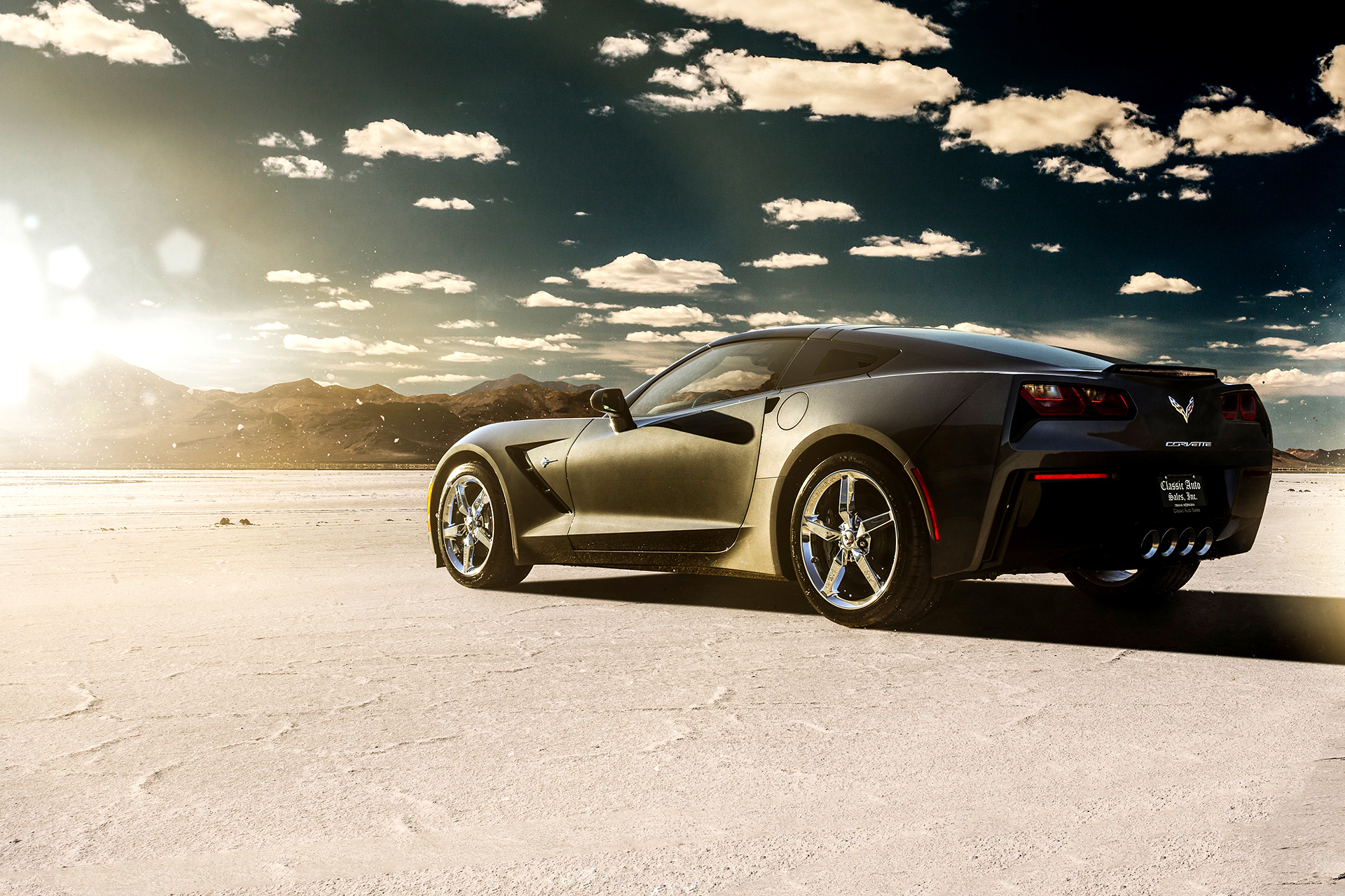 Chevrolet Corvette on a Salt Flat HD Wallpaper