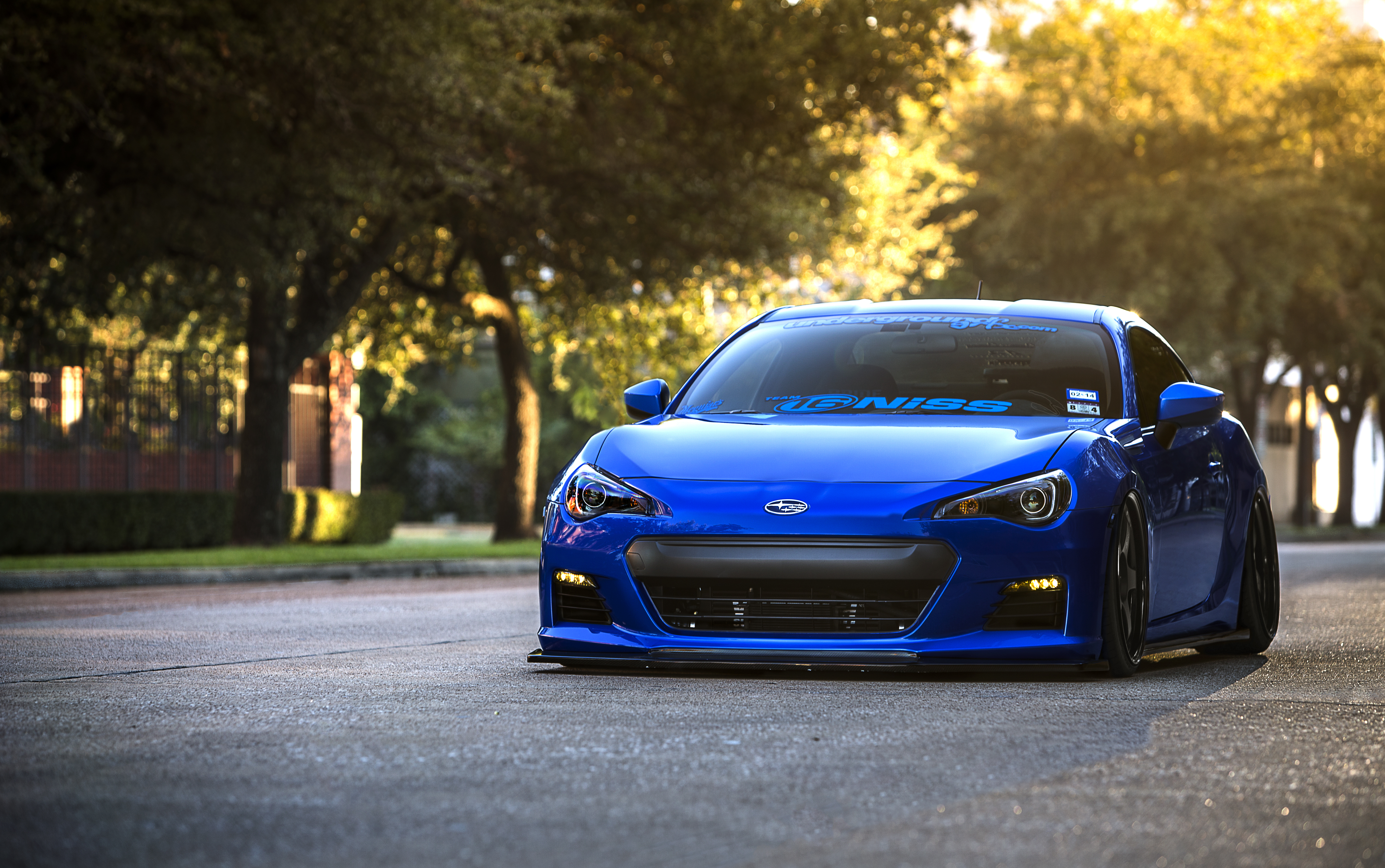 Blue Subaru BRZ car on a street HD Wallpaper