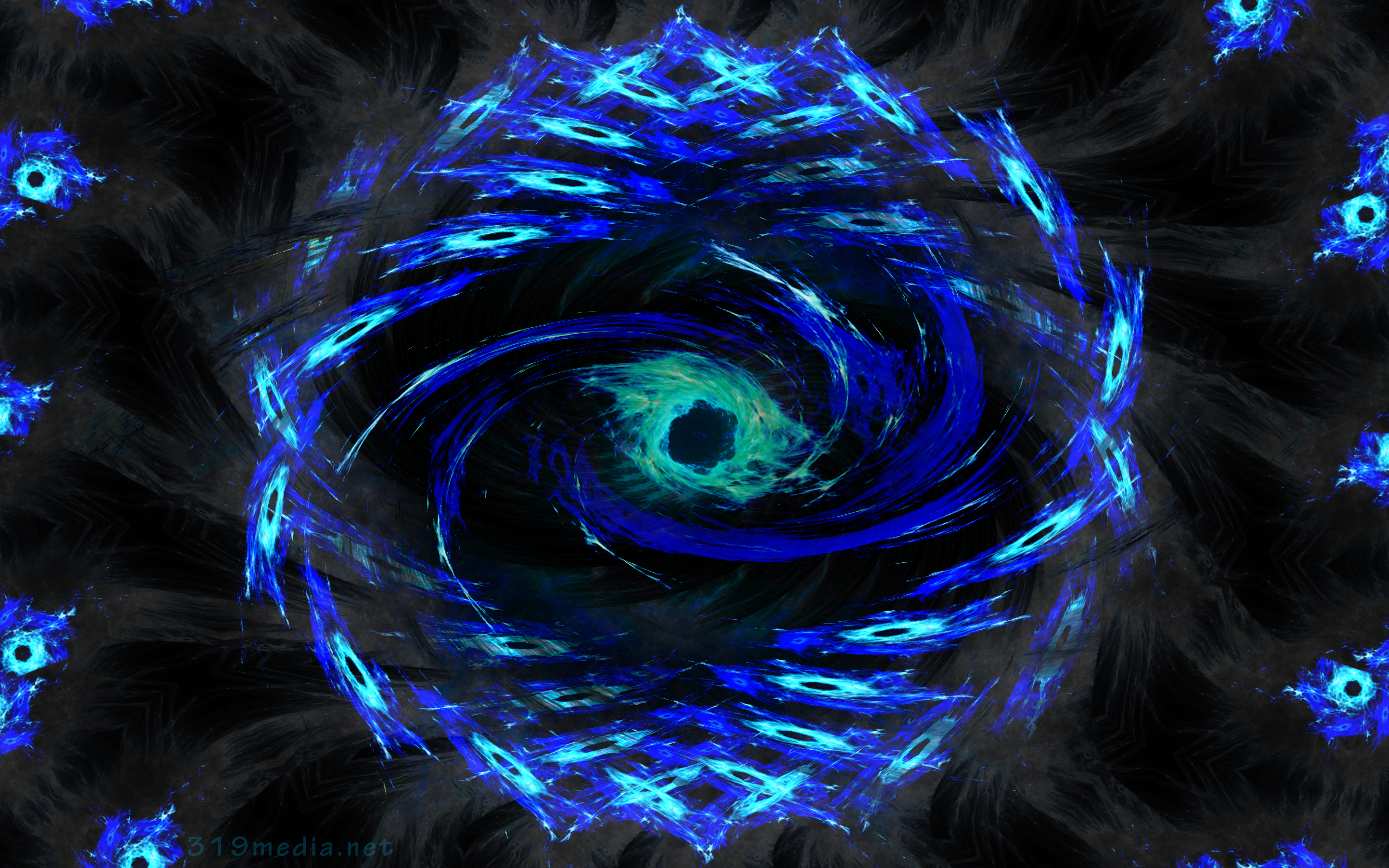 Abstract blue and green spiral eye fractal HD Wallpaper