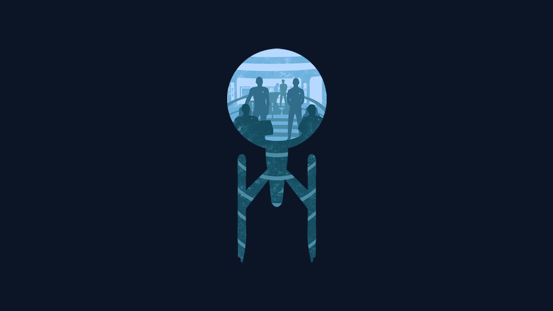 Star Trek Enterprise silhouette with crew HD Wallpaper