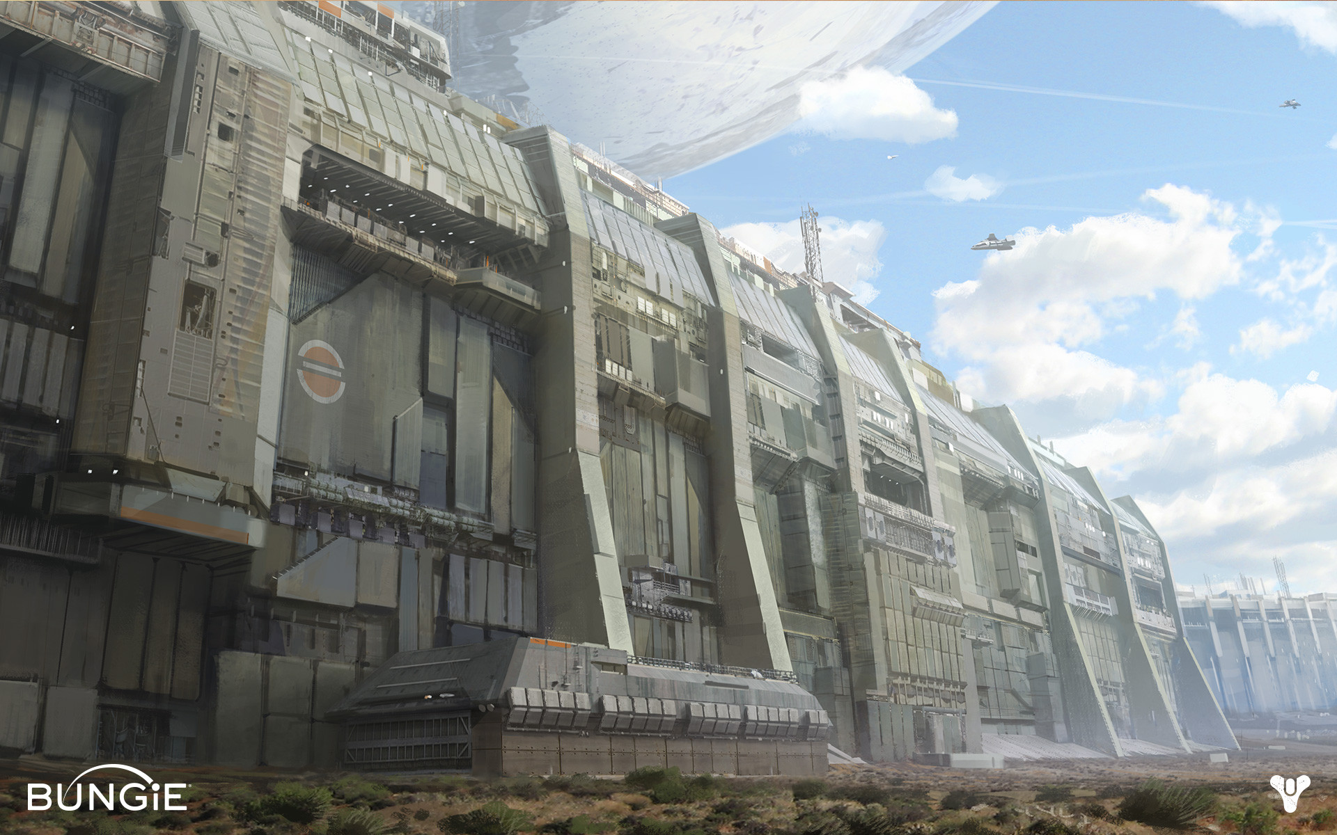 Destiny concept art of a massive futuristic structure HD Wallpaper