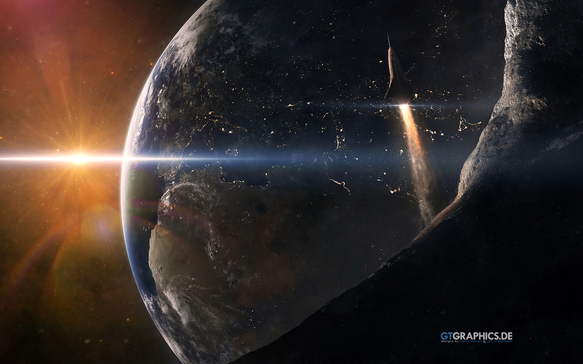 Rocket Launching from Earth into Space HD Wallpaper