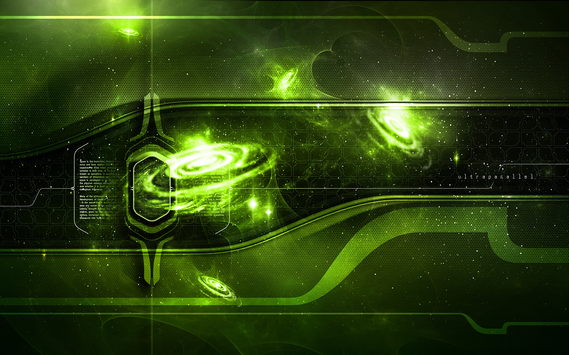 Green abstract digital art with galaxies HD Wallpaper