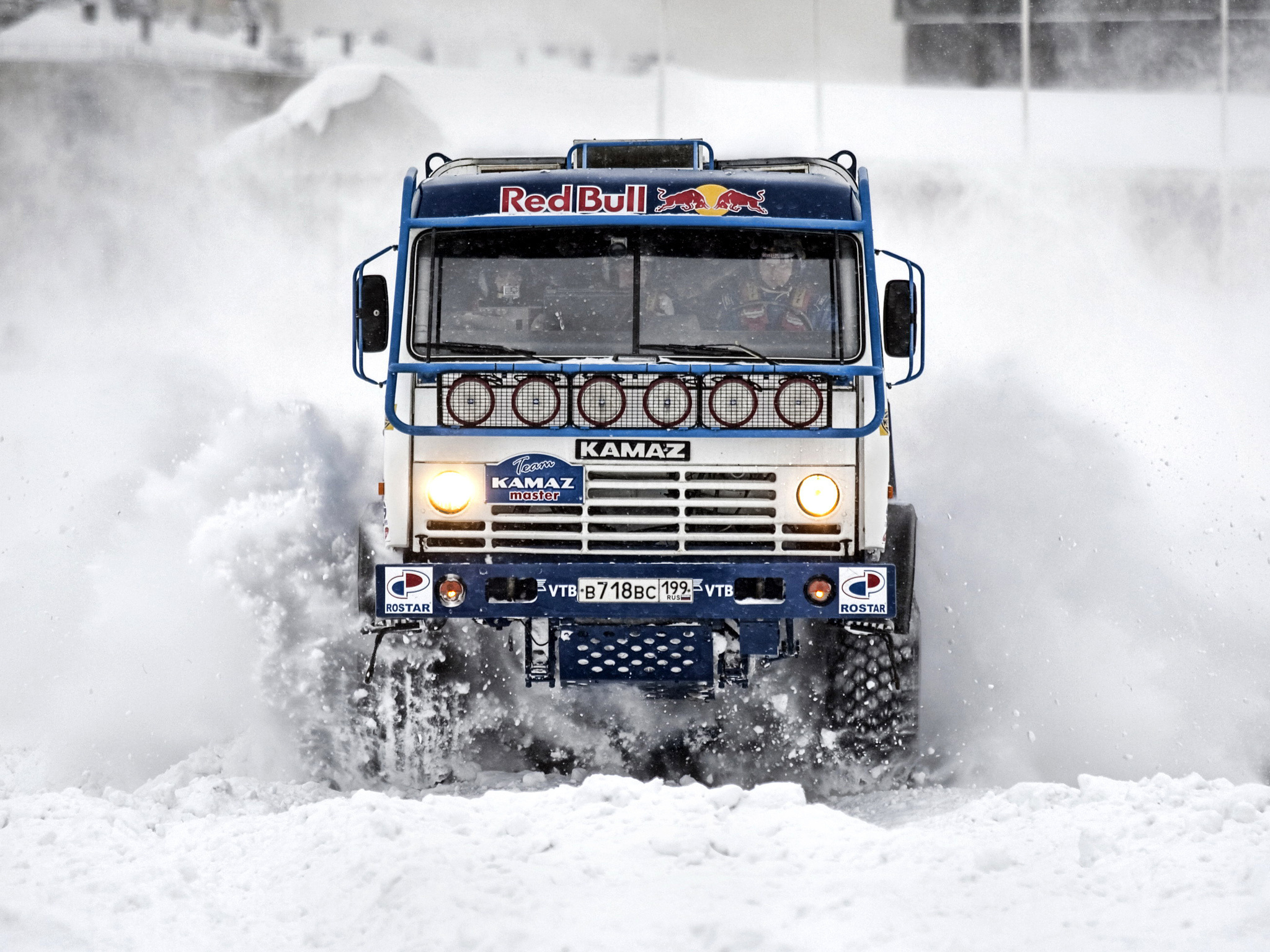Kamaz Master truck driving through snow HD Wallpaper